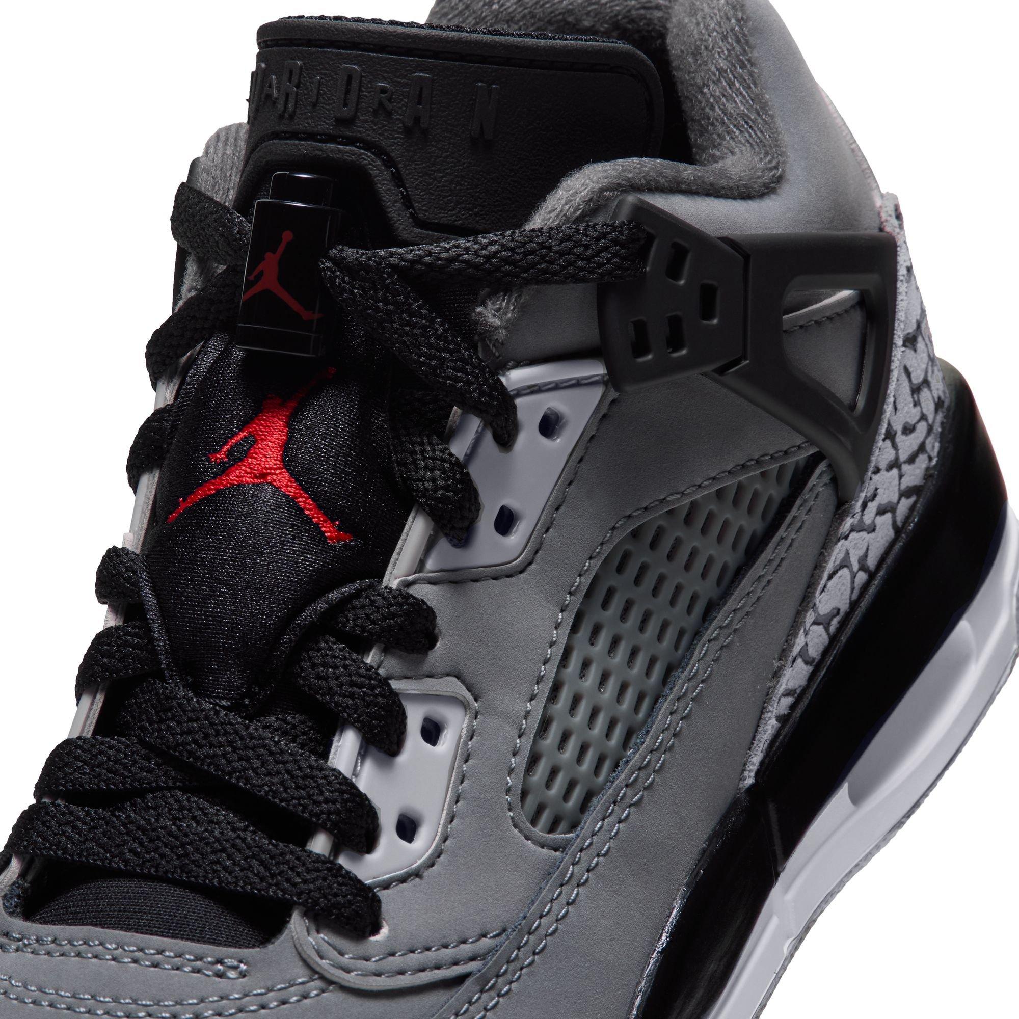 Jordan Spizike Low "Cool Grey/University Red/Black" Grade School Boys' Shoe - GREY/RED