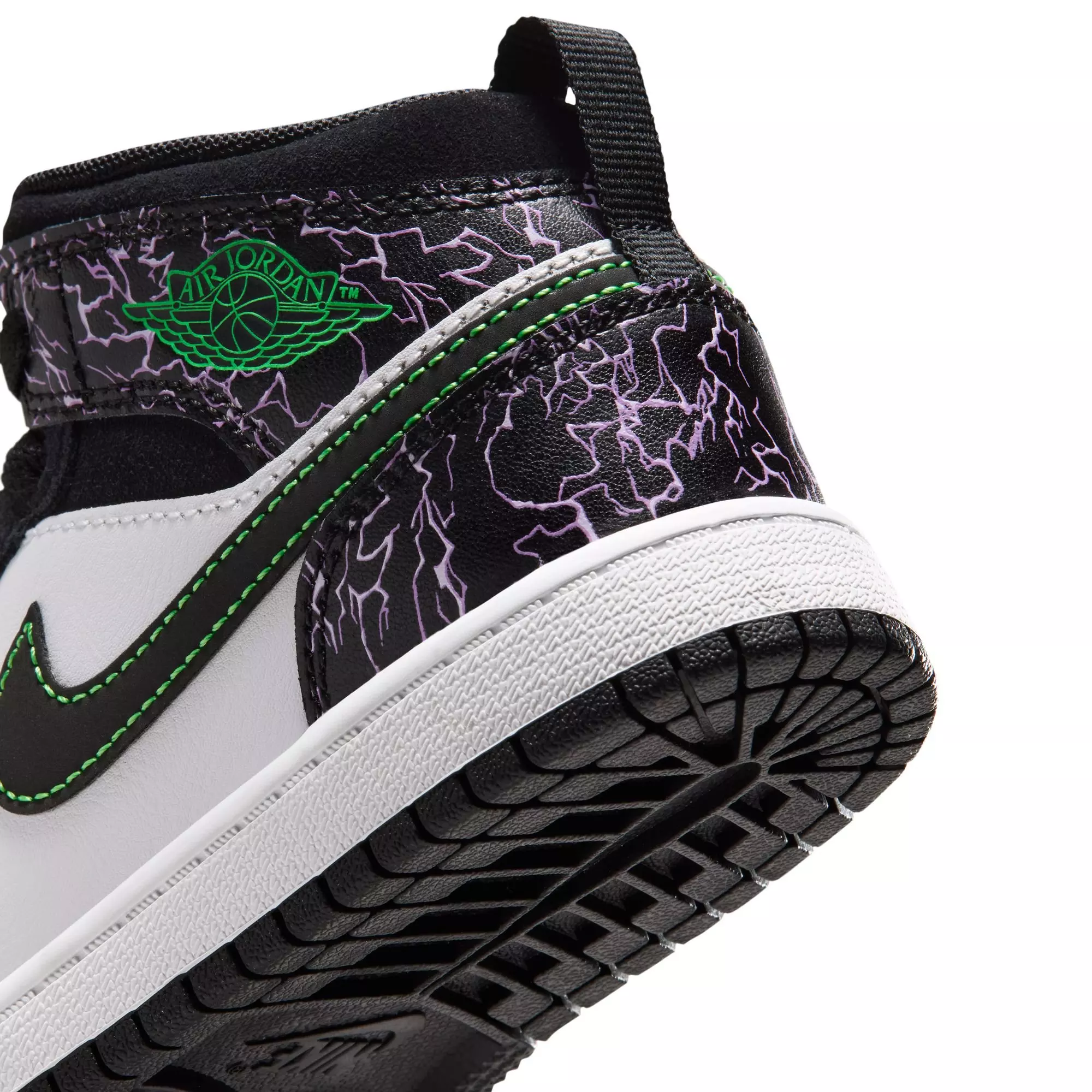 Jordan 1 Mid SE "Black/Scream Green/Summit White" Preschool Boys' Shoe - BLACK/GREEN/PURPLE