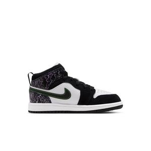 Jordan 1 Mid SE "Black/Scream Green/Summit White" Preschool Boys' Shoe - BLACK/GREEN/PURPLE