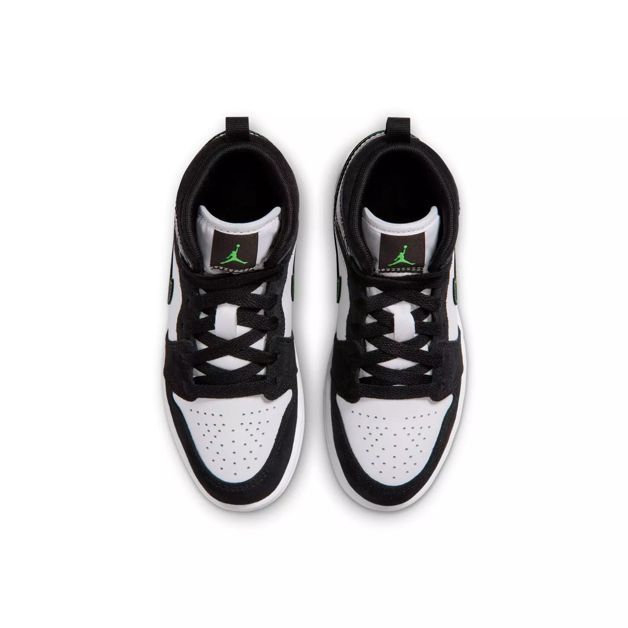Jordan 1 Mid SE "Black/Scream Green/Summit White" Preschool Boys' Shoe - BLACK/GREEN/PURPLE