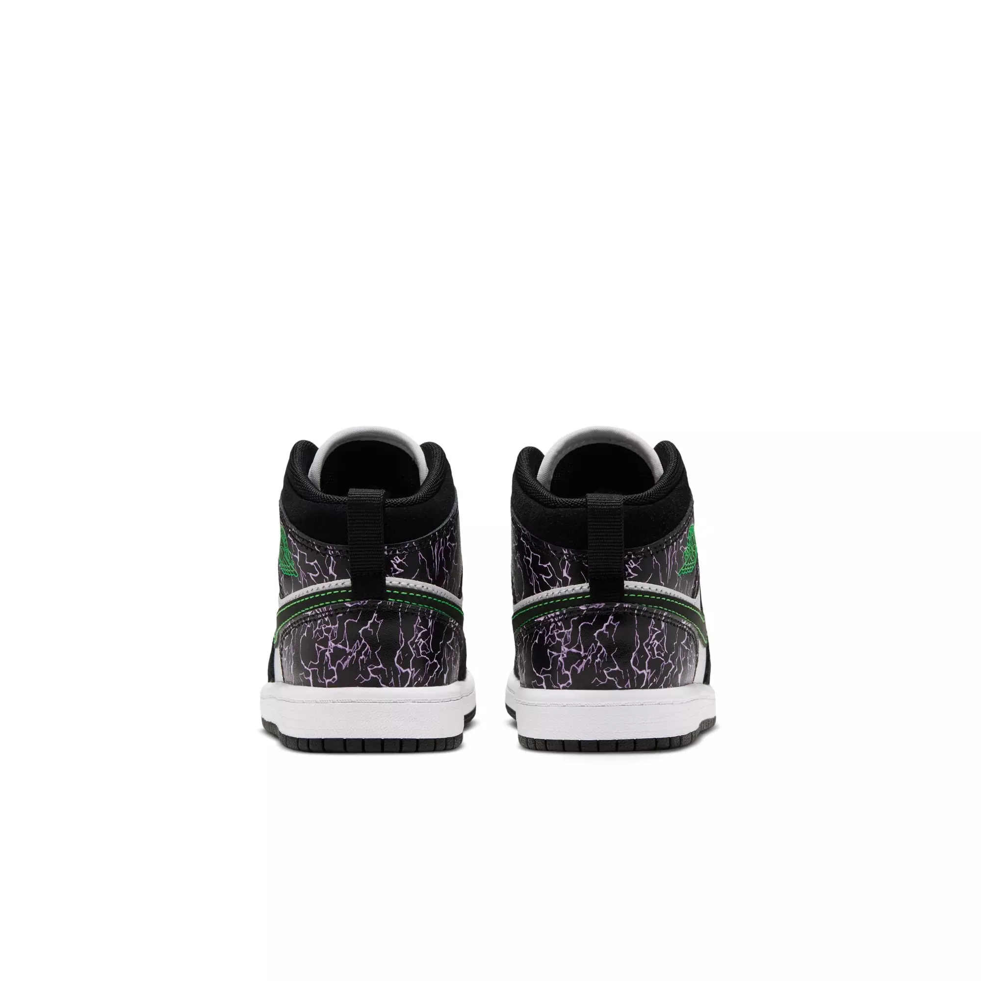 Jordan 1 Mid SE "Black/Scream Green/Summit White" Preschool Boys' Shoe - BLACK/GREEN/PURPLE