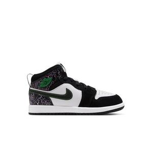 Jordan 1 Mid SE "Black/Scream Green/Summit White" Preschool Boys' Shoe - BLACK/GREEN/PURPLE
