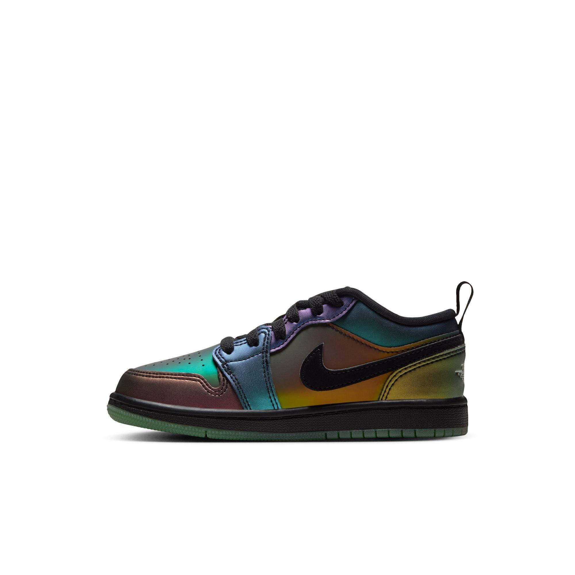 Jordan 1 Low SE "Magic Ball" Preschool Kids' Shoe - BLACK/METALLIC SILVER/ACTION GREEN