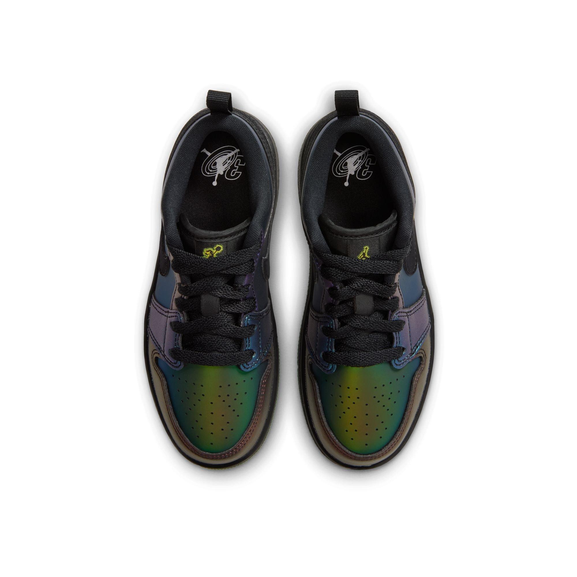 Jordan 1 Low SE "Magic Ball" Preschool Kids' Shoe - BLACK/METALLIC SILVER/ACTION GREEN