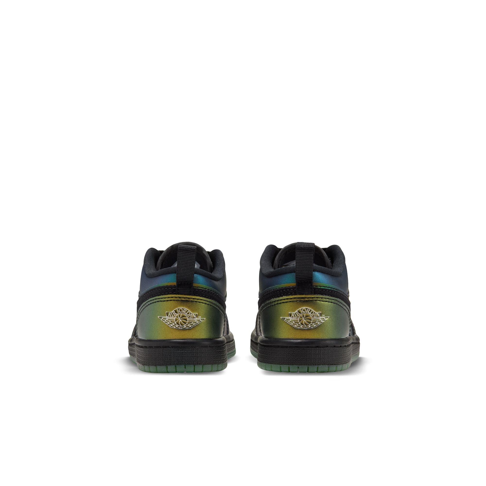 Jordan 1 Low SE "Magic Ball" Preschool Kids' Shoe - BLACK/METALLIC SILVER/ACTION GREEN