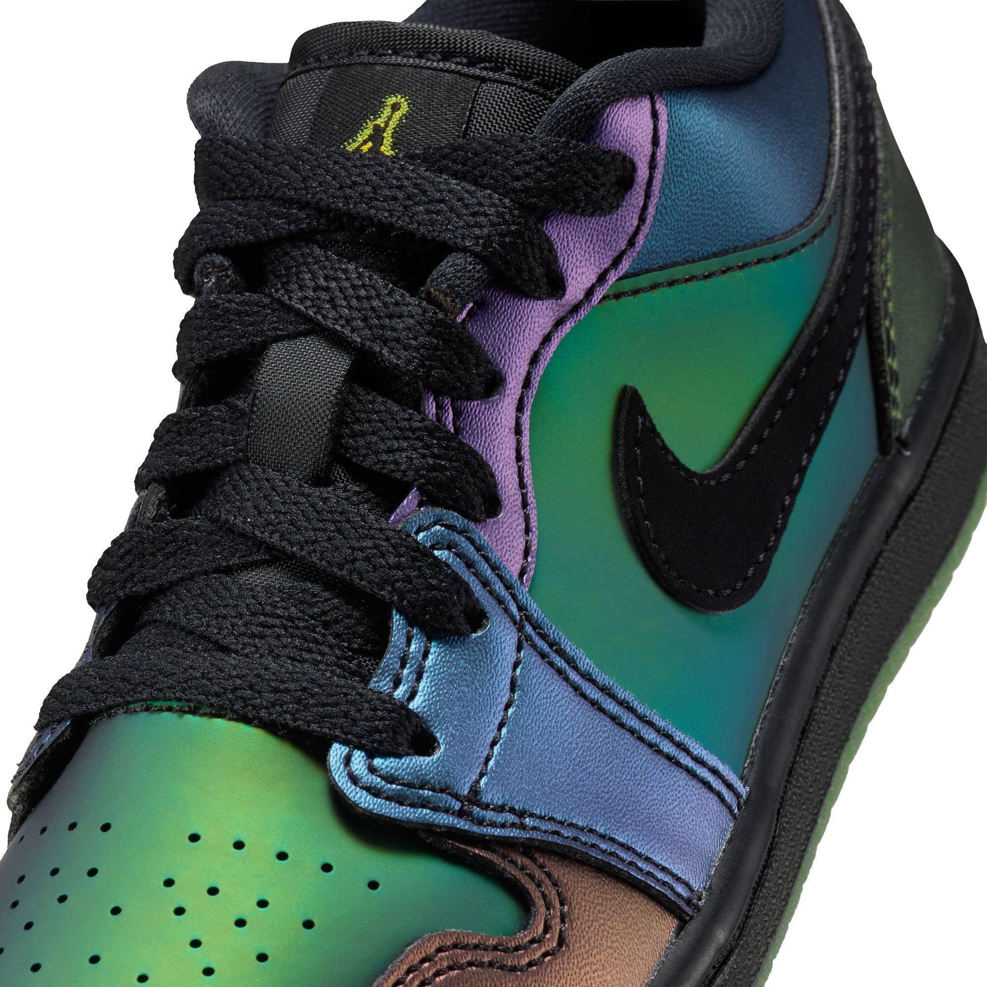 Jordan 1 Low SE "Magic Ball" Preschool Kids' Shoe - BLACK/METALLIC SILVER/ACTION GREEN