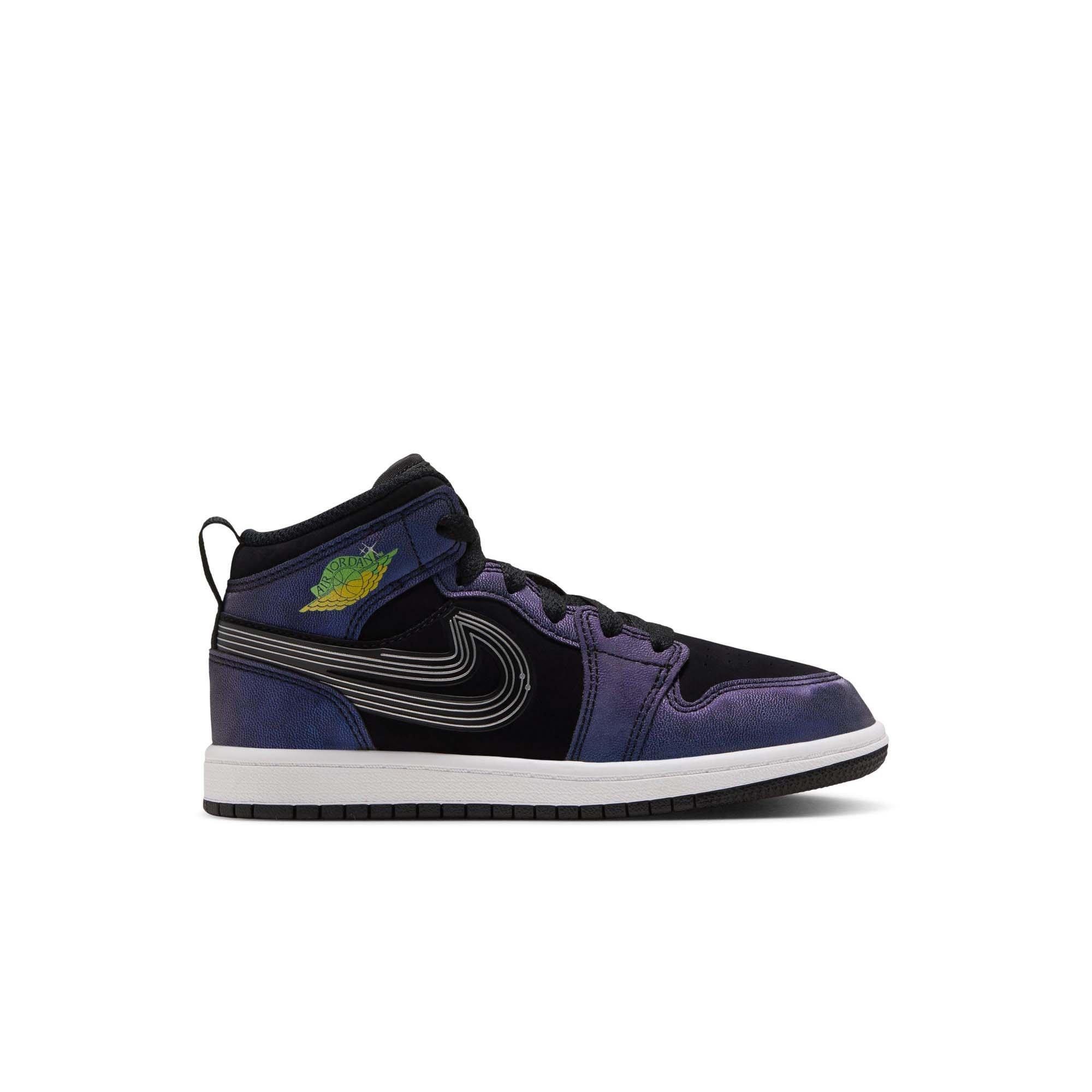 Jordan 1 Mid SE "Space Jam" Preschool Kids' Shoe - BLACK/YELLOW ZEST/ACTION GREEN