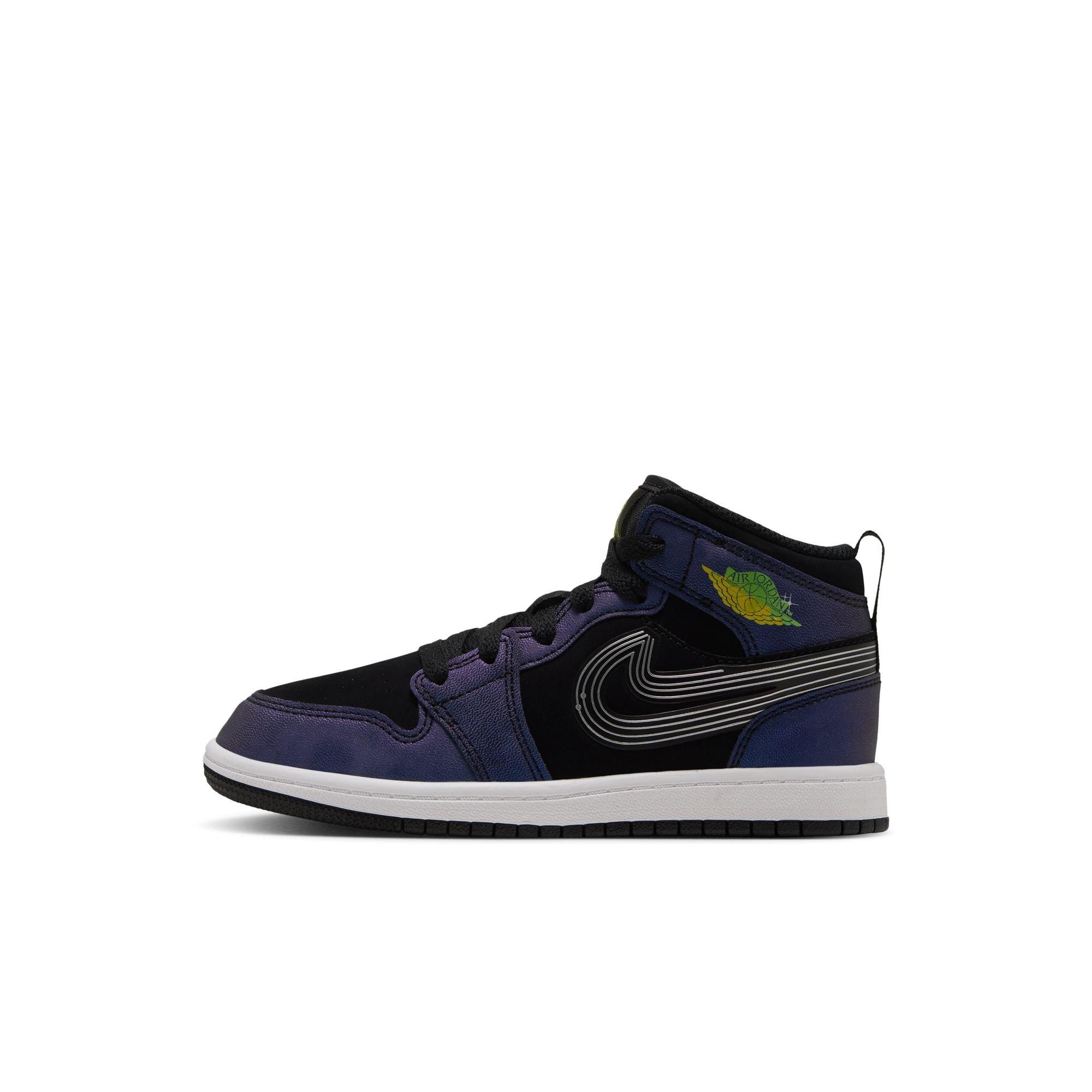 Jordan 1 Mid SE "Space Jam" Preschool Kids' Shoe - BLACK/YELLOW ZEST/ACTION GREEN