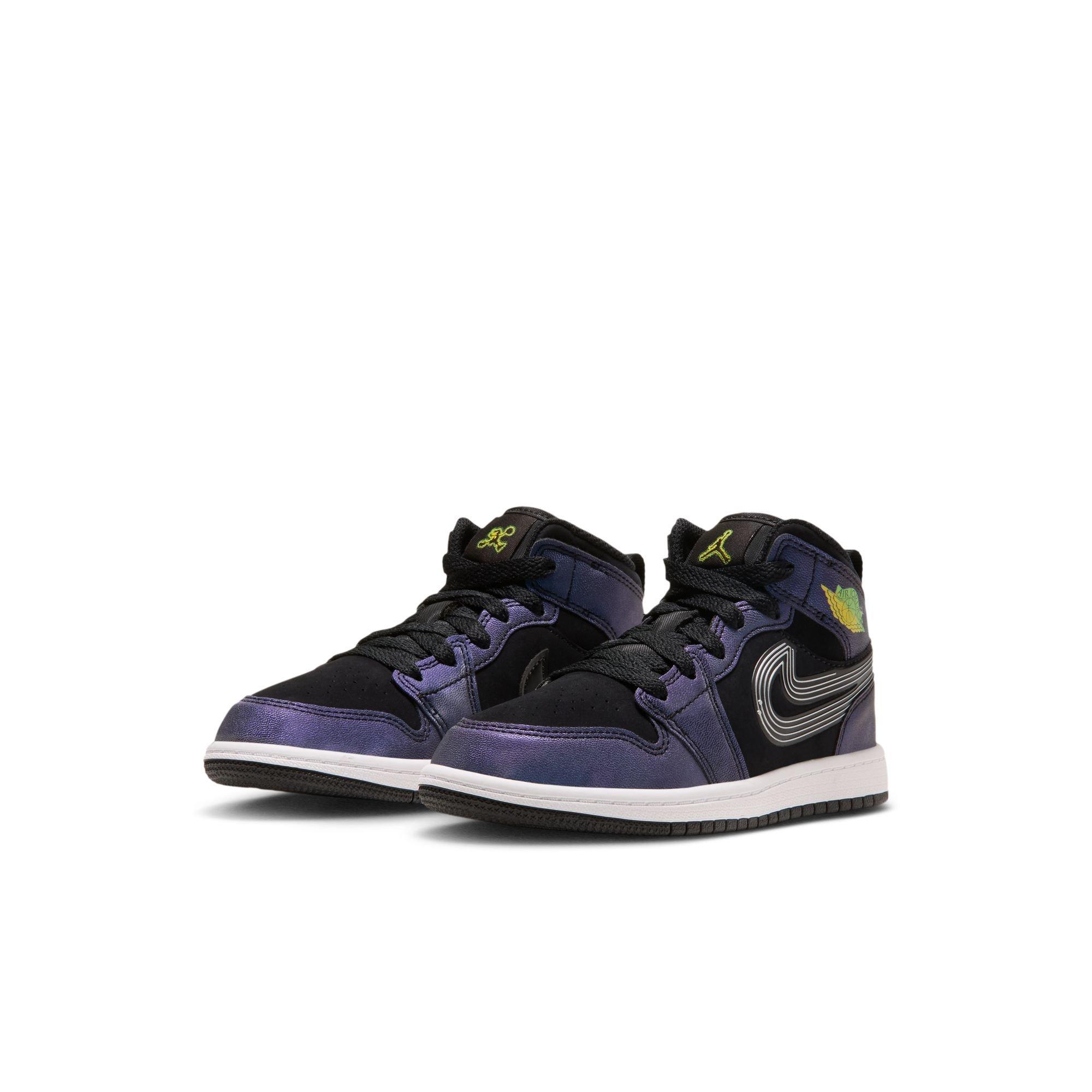 Jordan 1 Mid SE "Space Jam" Preschool Kids' Shoe - BLACK/YELLOW ZEST/ACTION GREEN