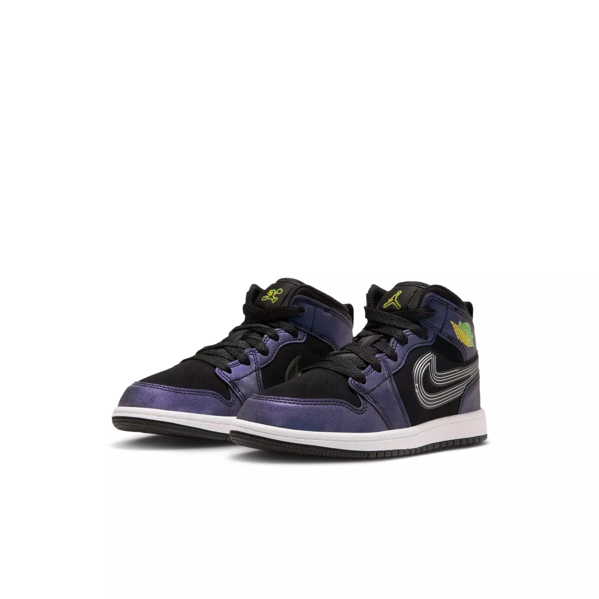 Jordan 1 Mid SE "Space Jam" Preschool Kids' Shoe - BLACK/YELLOW ZEST/ACTION GREEN