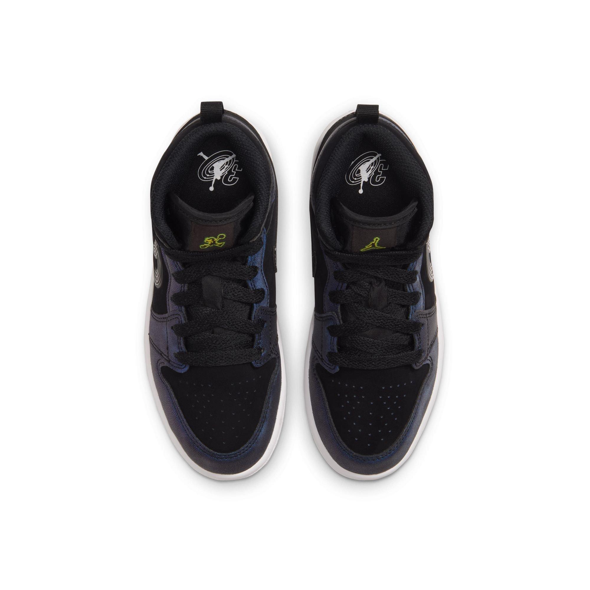 Jordan 1 Mid SE "Space Jam" Preschool Kids' Shoe - BLACK/YELLOW ZEST/ACTION GREEN