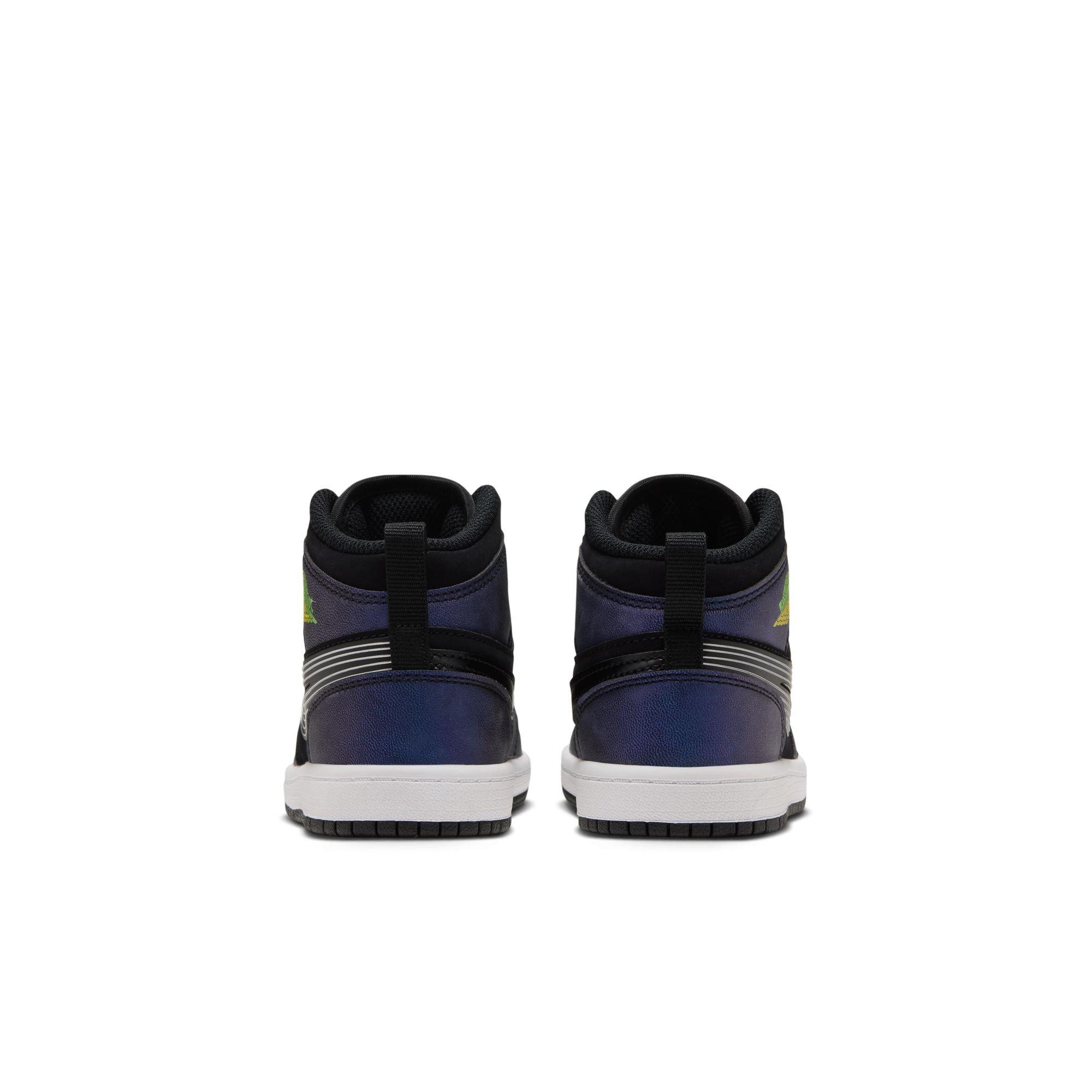 Jordan 1 Mid SE "Space Jam" Preschool Kids' Shoe - BLACK/YELLOW ZEST/ACTION GREEN