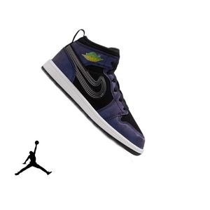 Jordan 1 Mid SE "Space Jam" Preschool Kids' Shoe - BLACK/YELLOW ZEST/ACTION GREEN