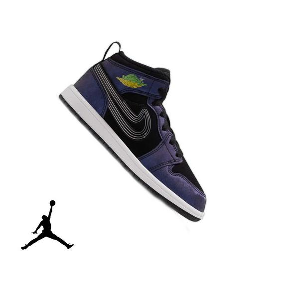 Jordan 1 Mid SE "Space Jam" Preschool Kids' Shoe - BLACK/YELLOW ZEST/ACTION GREEN