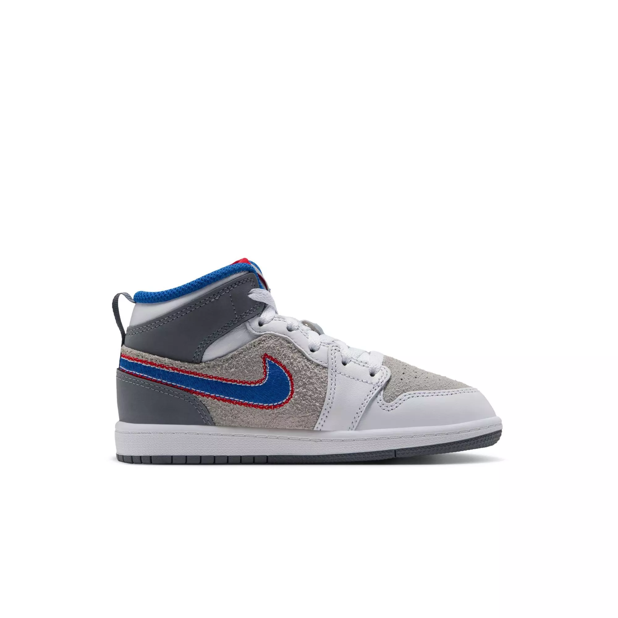 Jordan 1 Mid SE "Hare" Preschool Kids' Shoe - LT SMOKE GREY/VARSITY ROYAL