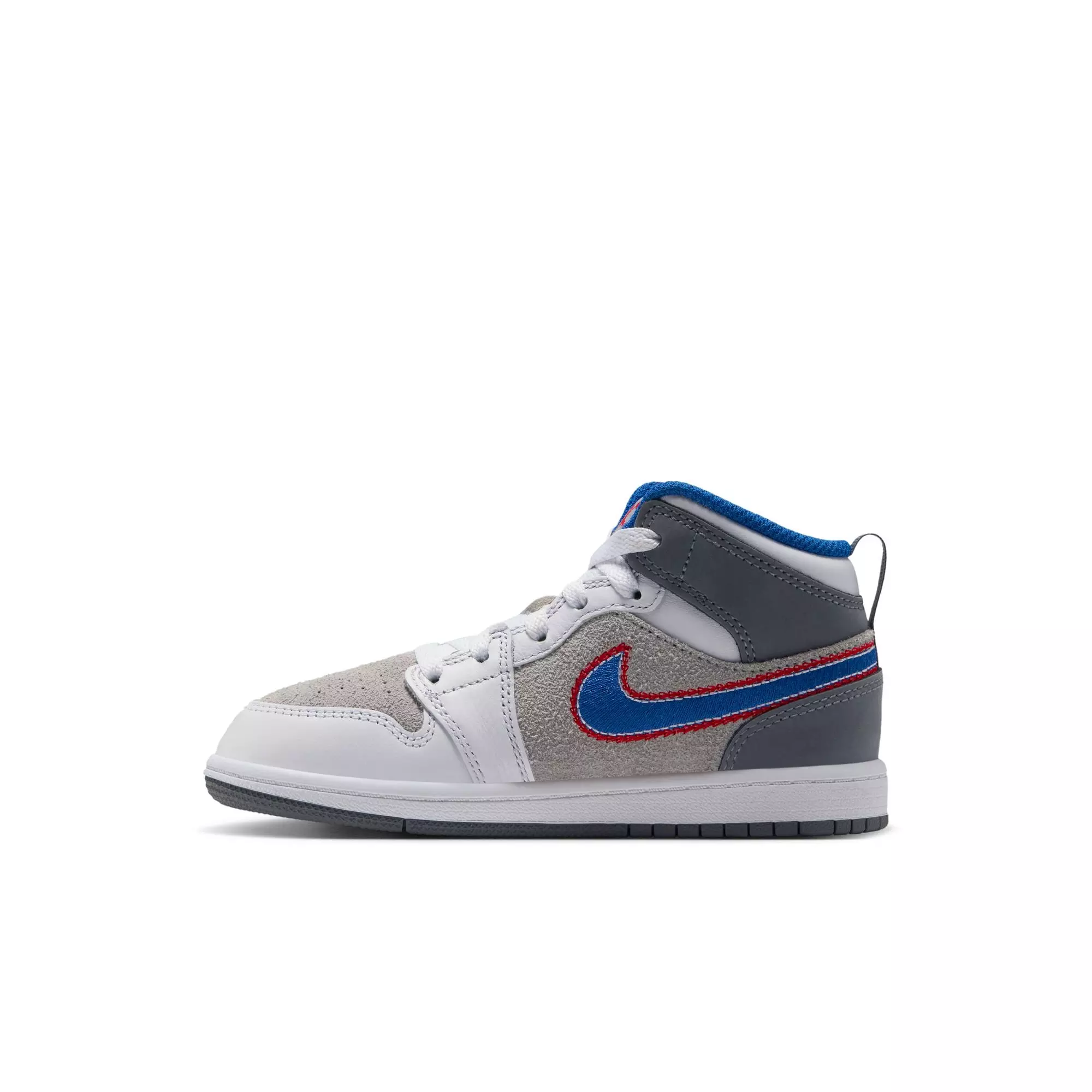 Jordan 1 Mid SE "Hare" Preschool Kids' Shoe - LT SMOKE GREY/VARSITY ROYAL