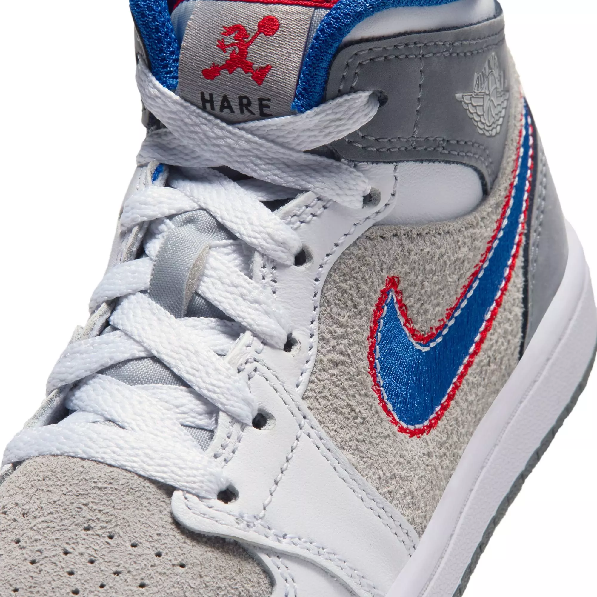 Jordan 1 Mid SE "Hare" Preschool Kids' Shoe - LT SMOKE GREY/VARSITY ROYAL