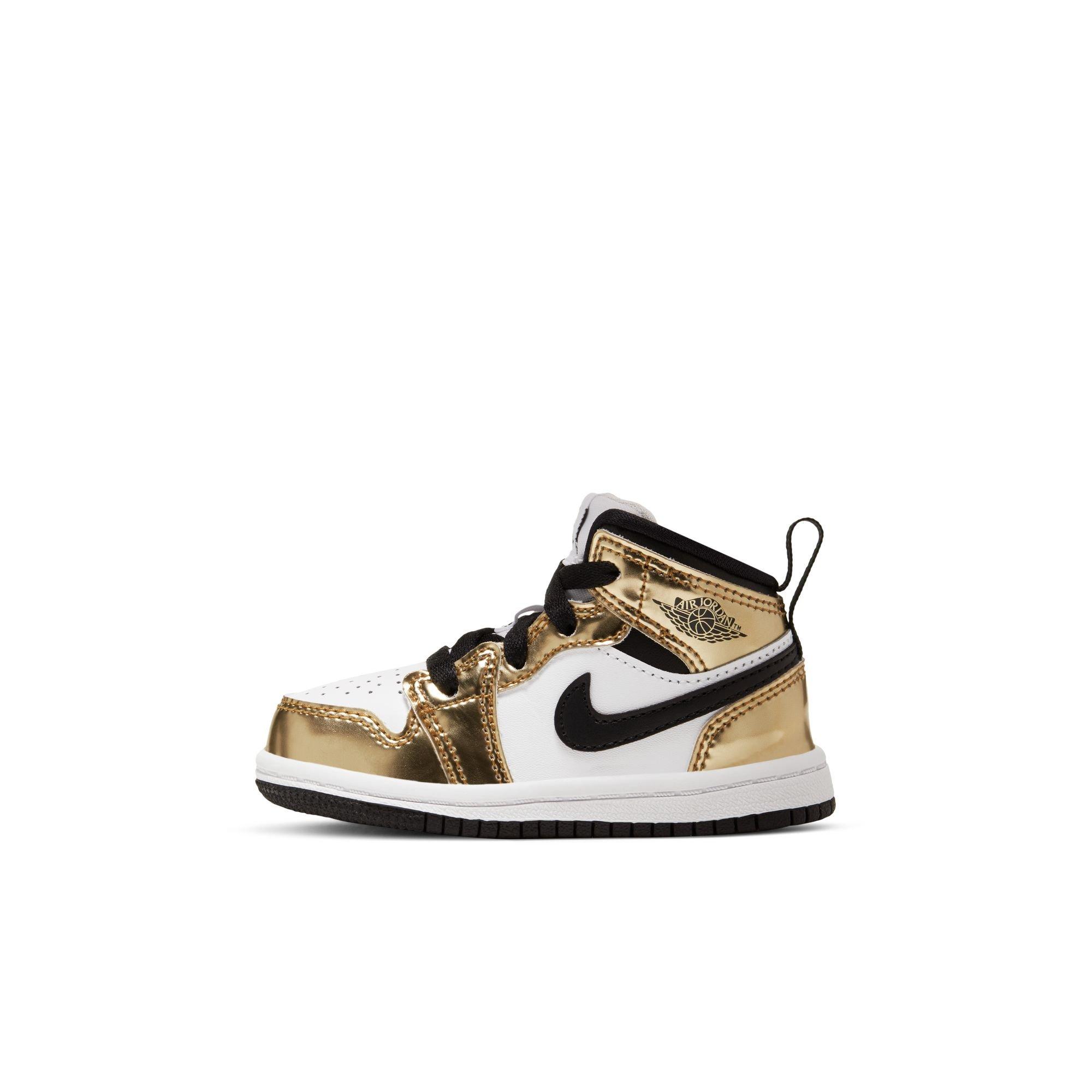 Jordan 1 Mid SE "Metallic Gold/Black/White" Toddler Boys' Shoe - GOLD/BLACK/WHITE Thumbnail View 3