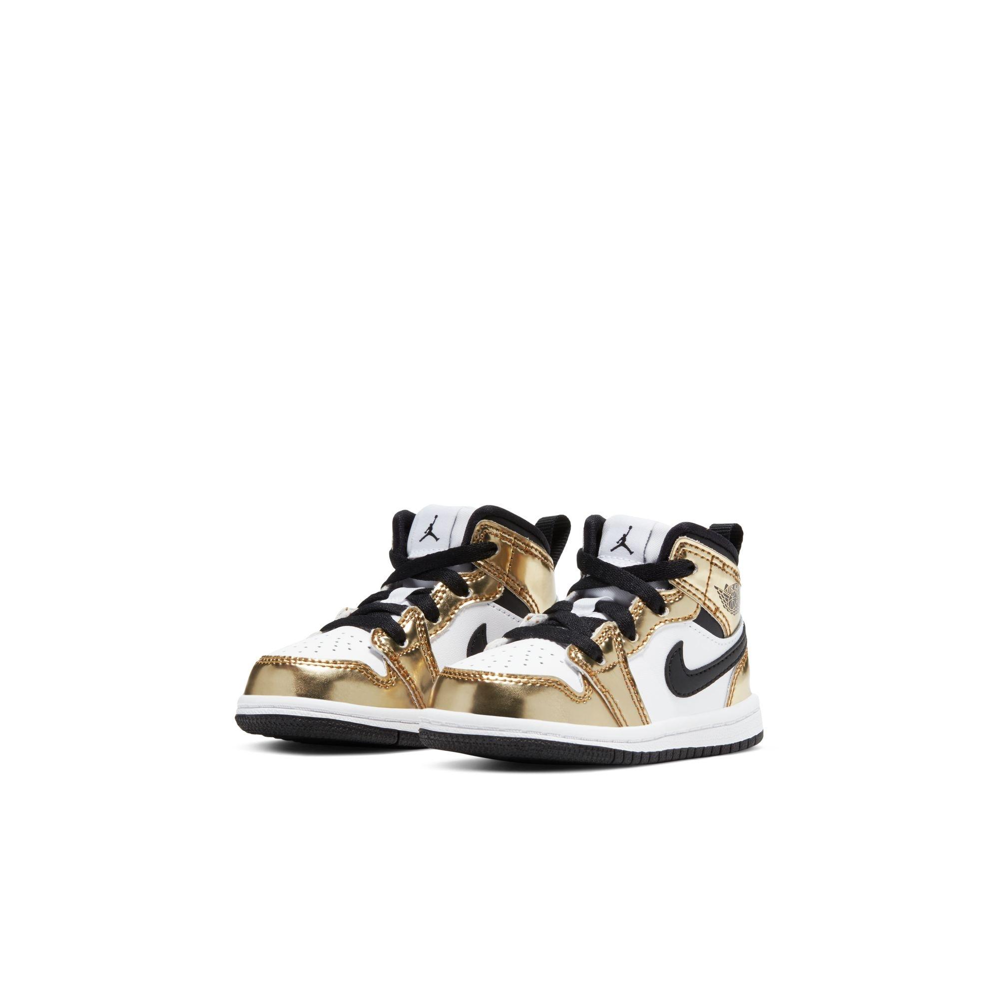 Jordan 1 Mid SE "Metallic Gold/Black/White" Toddler Boys' Shoe - GOLD/BLACK/WHITE Thumbnail View 5