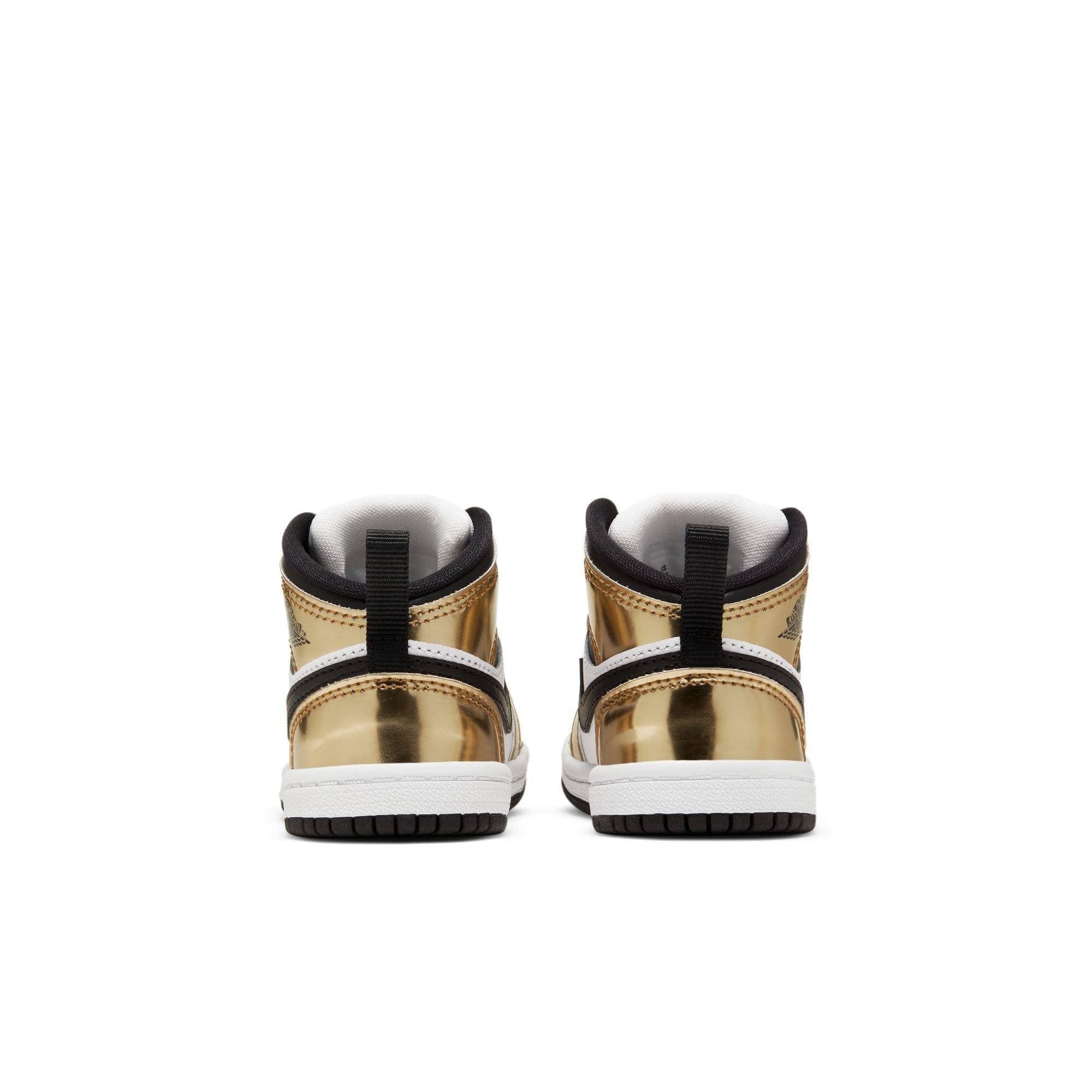 Jordan 1 Mid SE "Metallic Gold/Black/White" Toddler Boys' Shoe - GOLD/BLACK/WHITE Thumbnail View 7