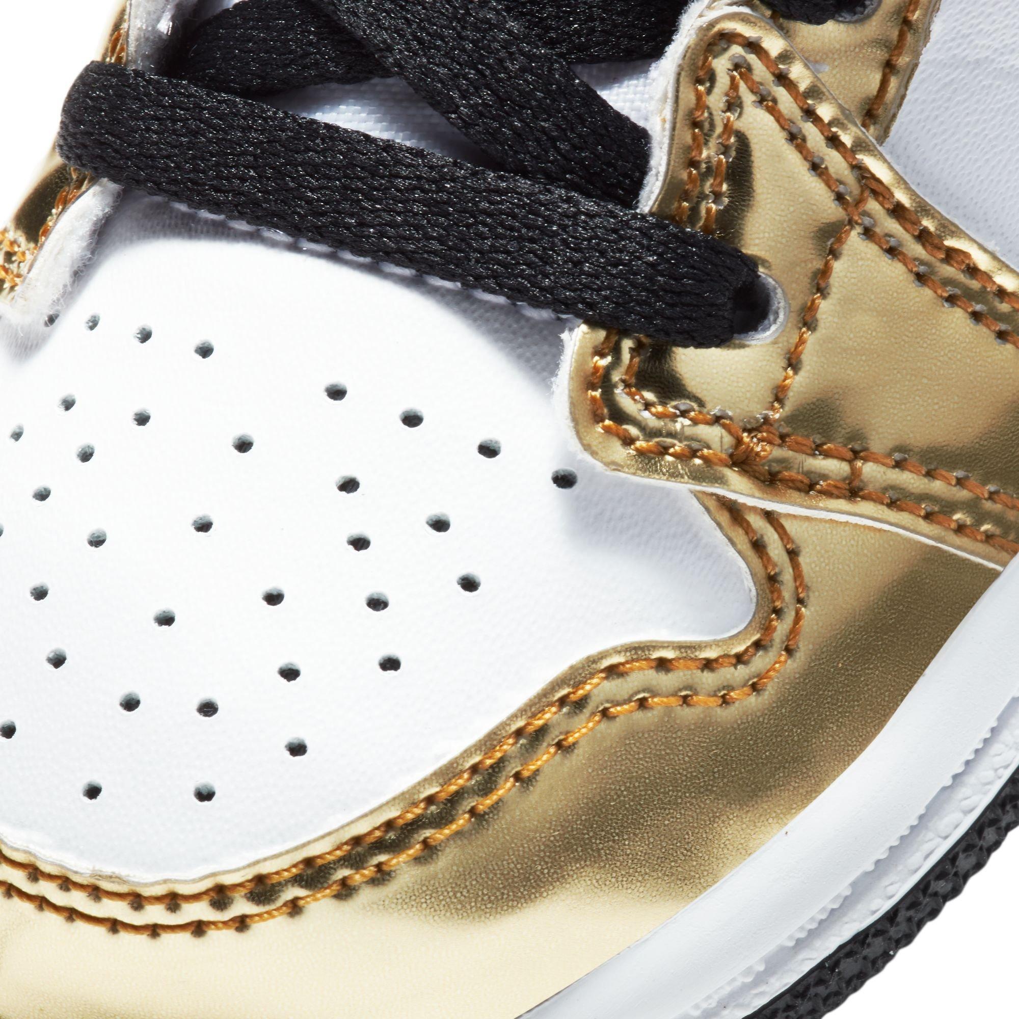 Jordan 1 Mid SE "Metallic Gold/Black/White" Toddler Boys' Shoe - GOLD/BLACK/WHITE Thumbnail View 9
