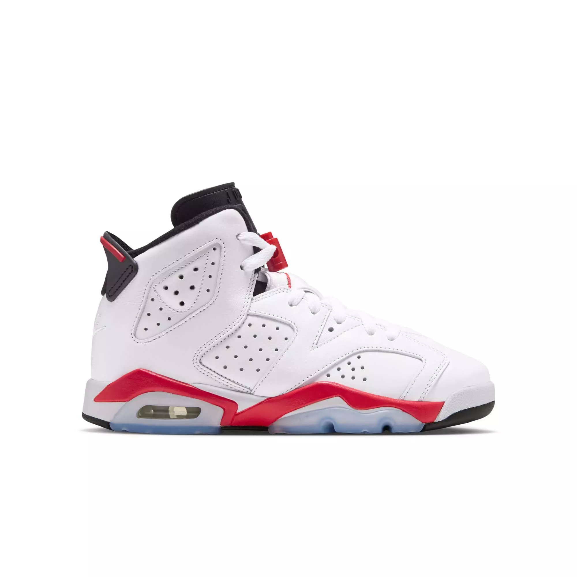 Jordan 6 Retro "White Infrared" Grade School Kids' Shoe - WHITE/LT CRIMSON/BLACK