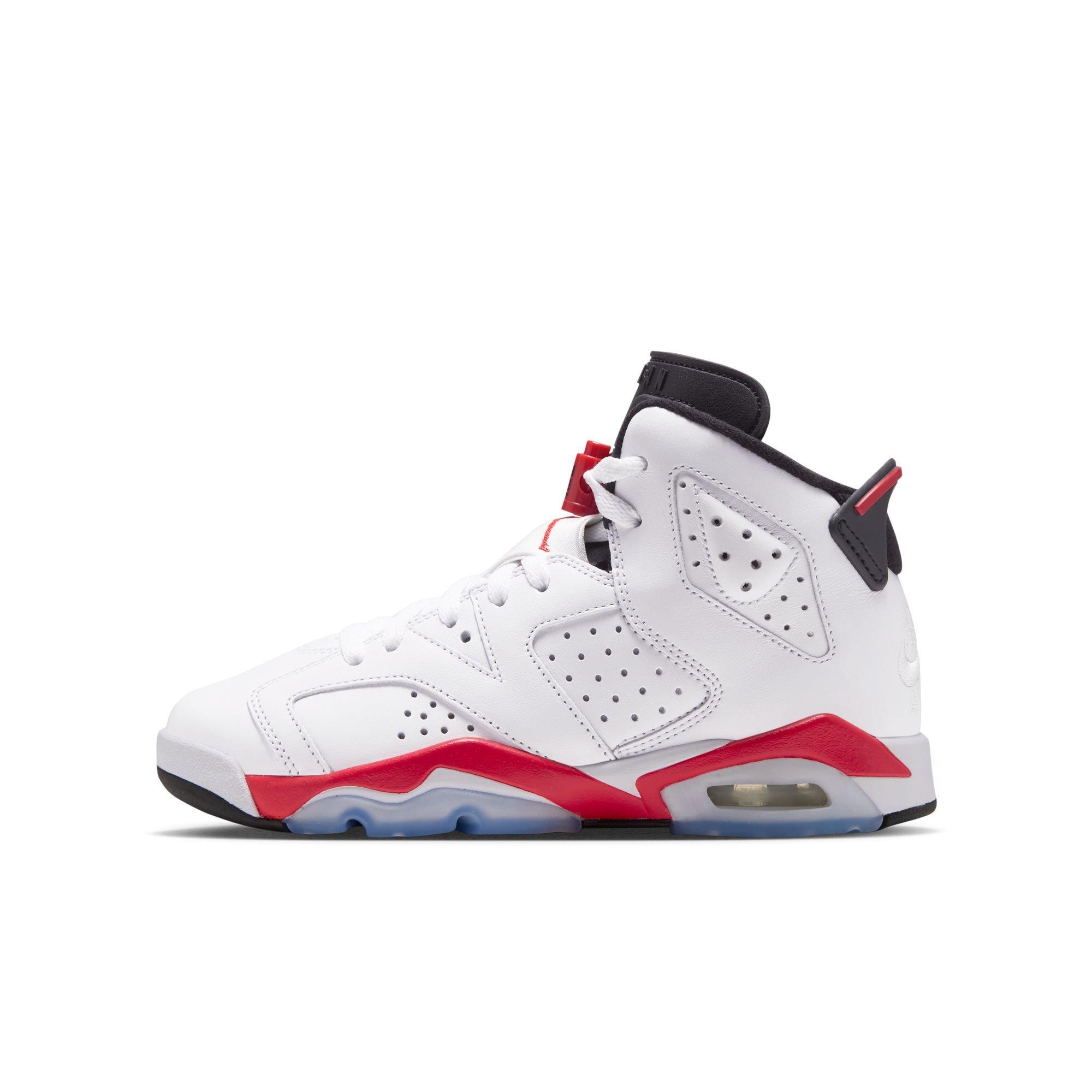 Jordan 6 Retro "White Infrared" Grade School Kids' Shoe - WHITE/LT CRIMSON/BLACK