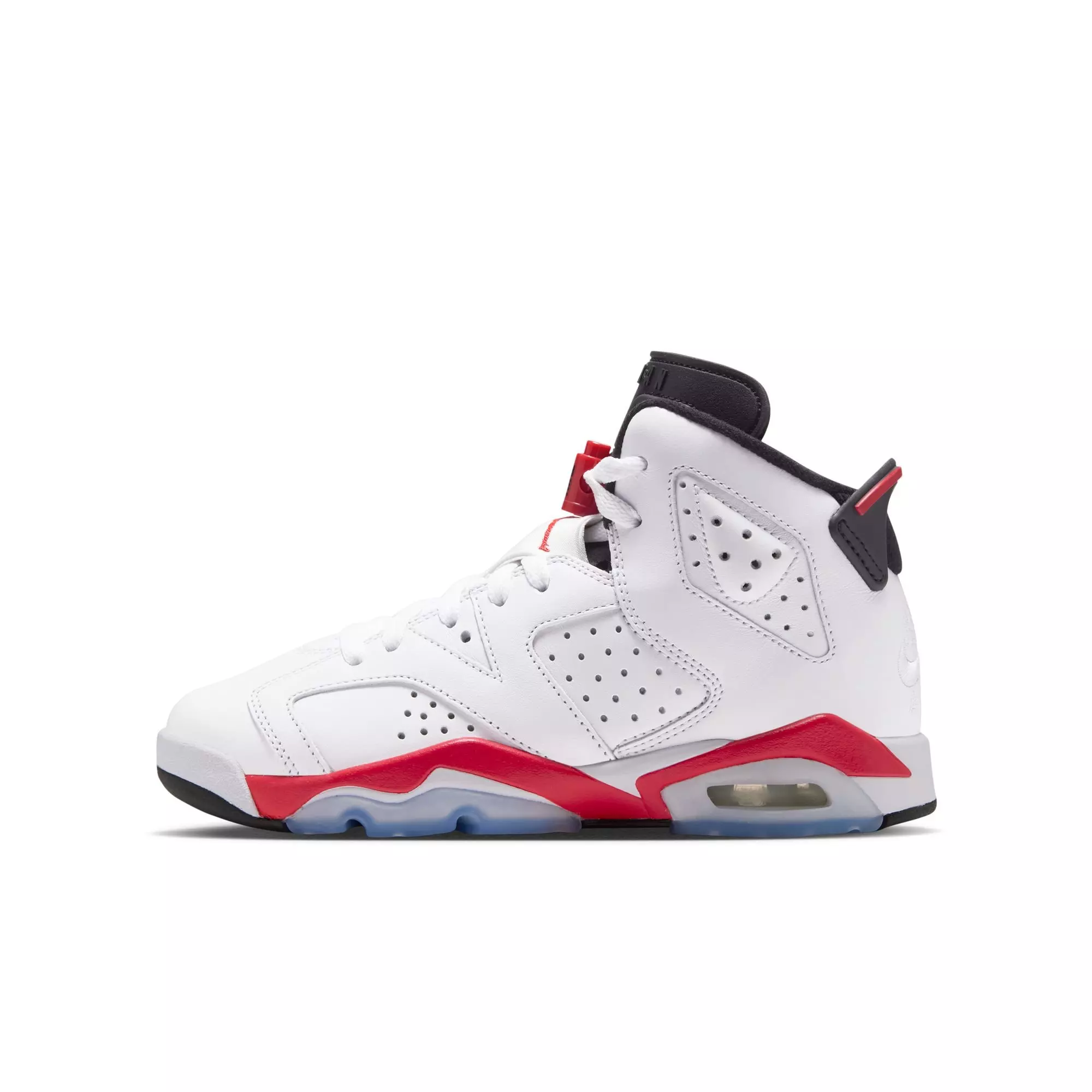 Jordan 6 Retro "White Infrared" Grade School Kids' Shoe - WHITE/LT CRIMSON/BLACK