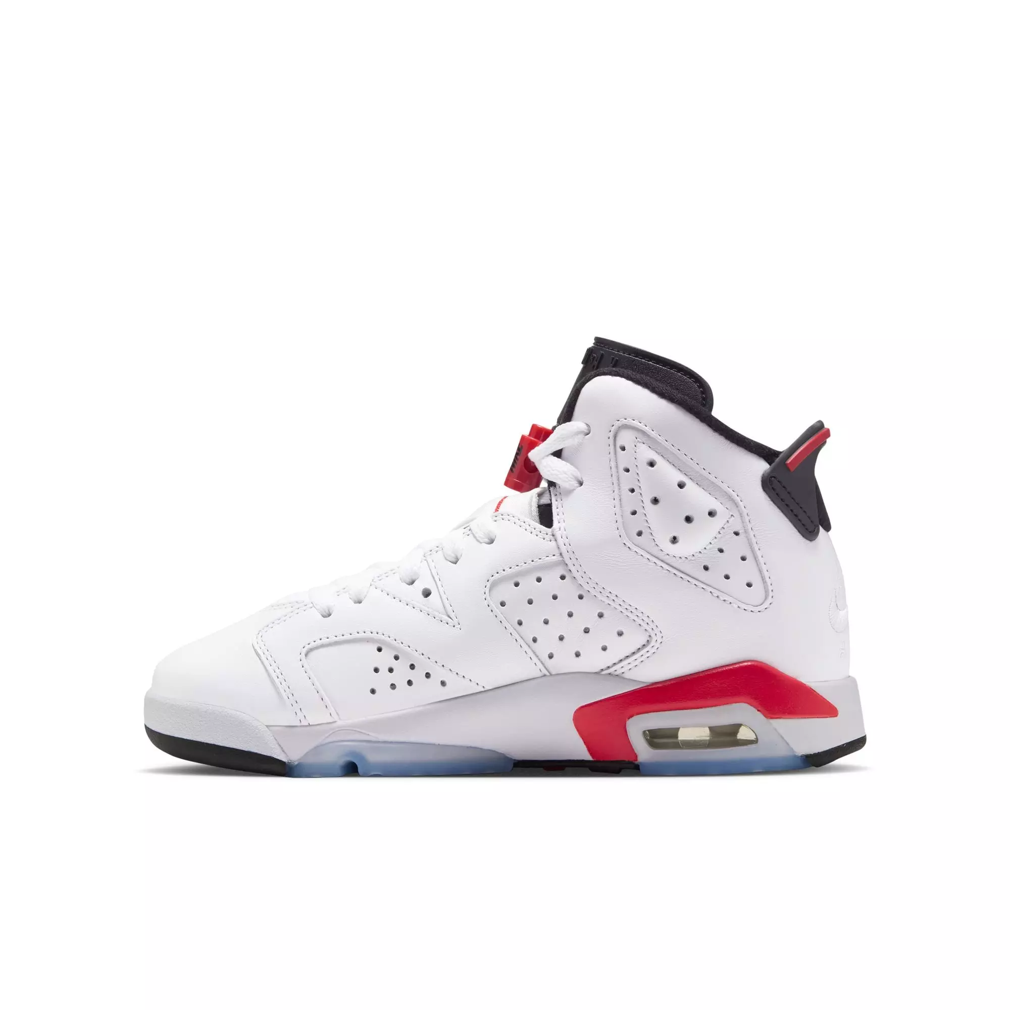 Jordan 6 Retro "White Infrared" Grade School Kids' Shoe - WHITE/LT CRIMSON/BLACK