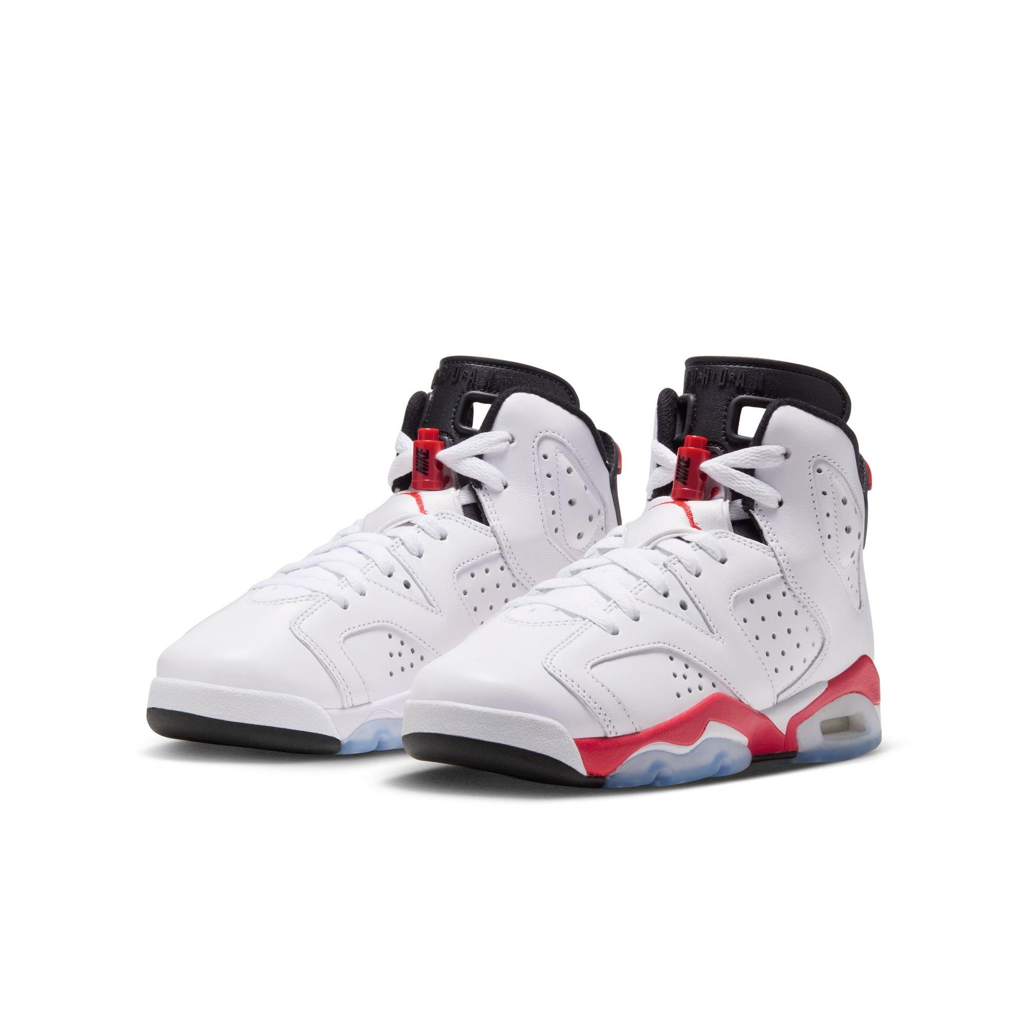 Jordan 6 Retro "White Infrared" Grade School Kids' Shoe - WHITE/LT CRIMSON/BLACK