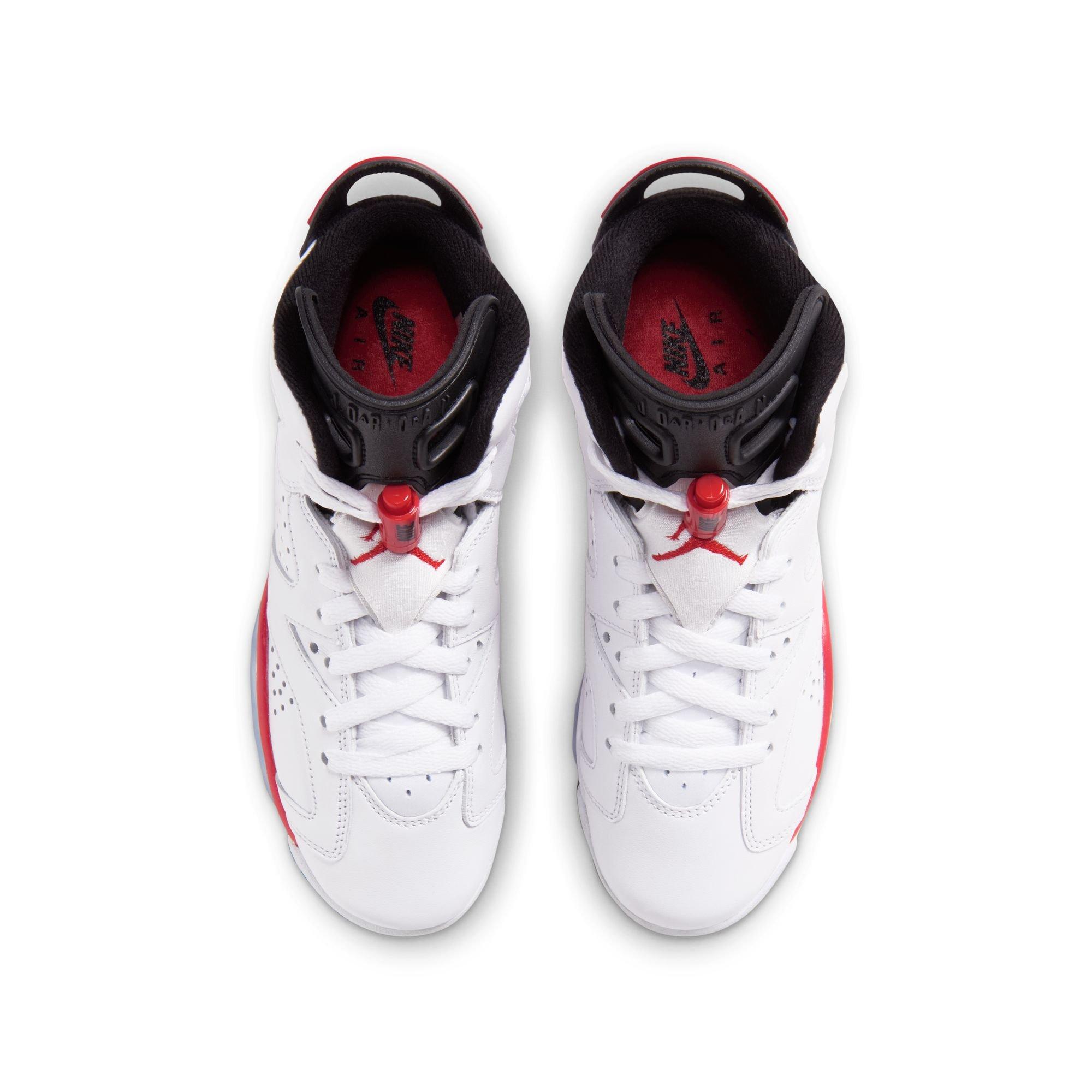 Jordan 6 Retro "White Infrared" Grade School Kids' Shoe - WHITE/LT CRIMSON/BLACK
