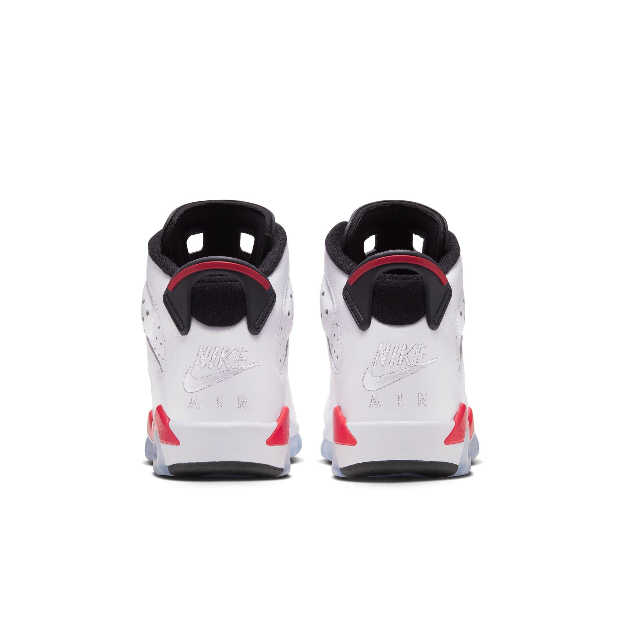 Jordan 6 Retro "White Infrared" Grade School Kids' Shoe - WHITE/LT CRIMSON/BLACK
