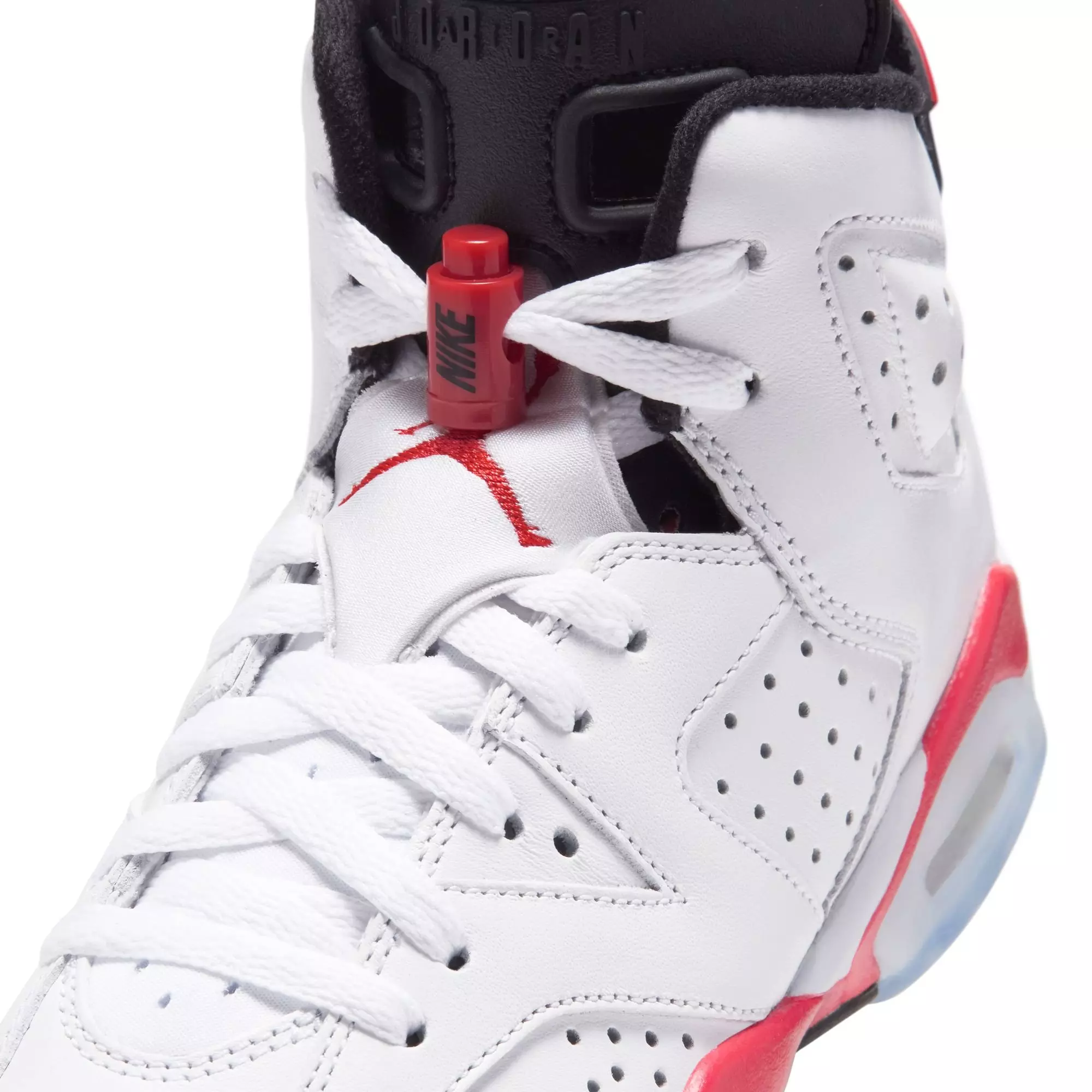 Jordan 6 Retro "White Infrared" Grade School Kids' Shoe - WHITE/LT CRIMSON/BLACK