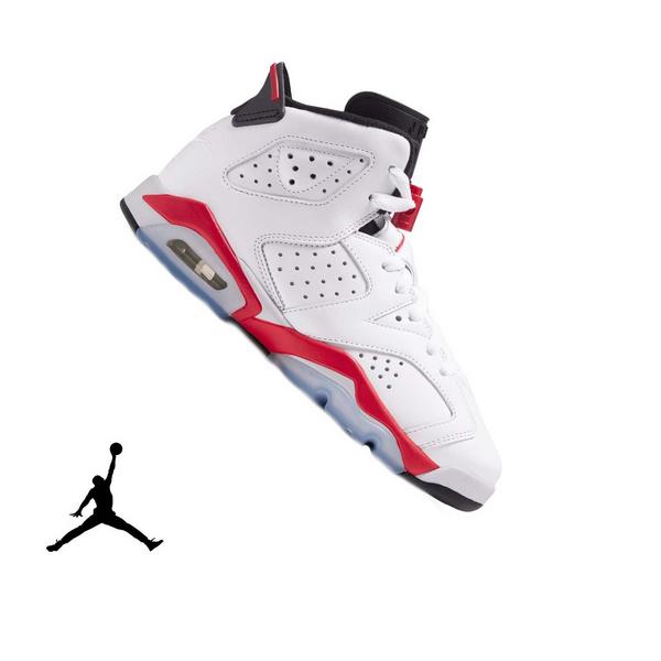 Jordan 6 Retro "White Infrared" Grade School Kids' Shoe - WHITE/LT CRIMSON/BLACK