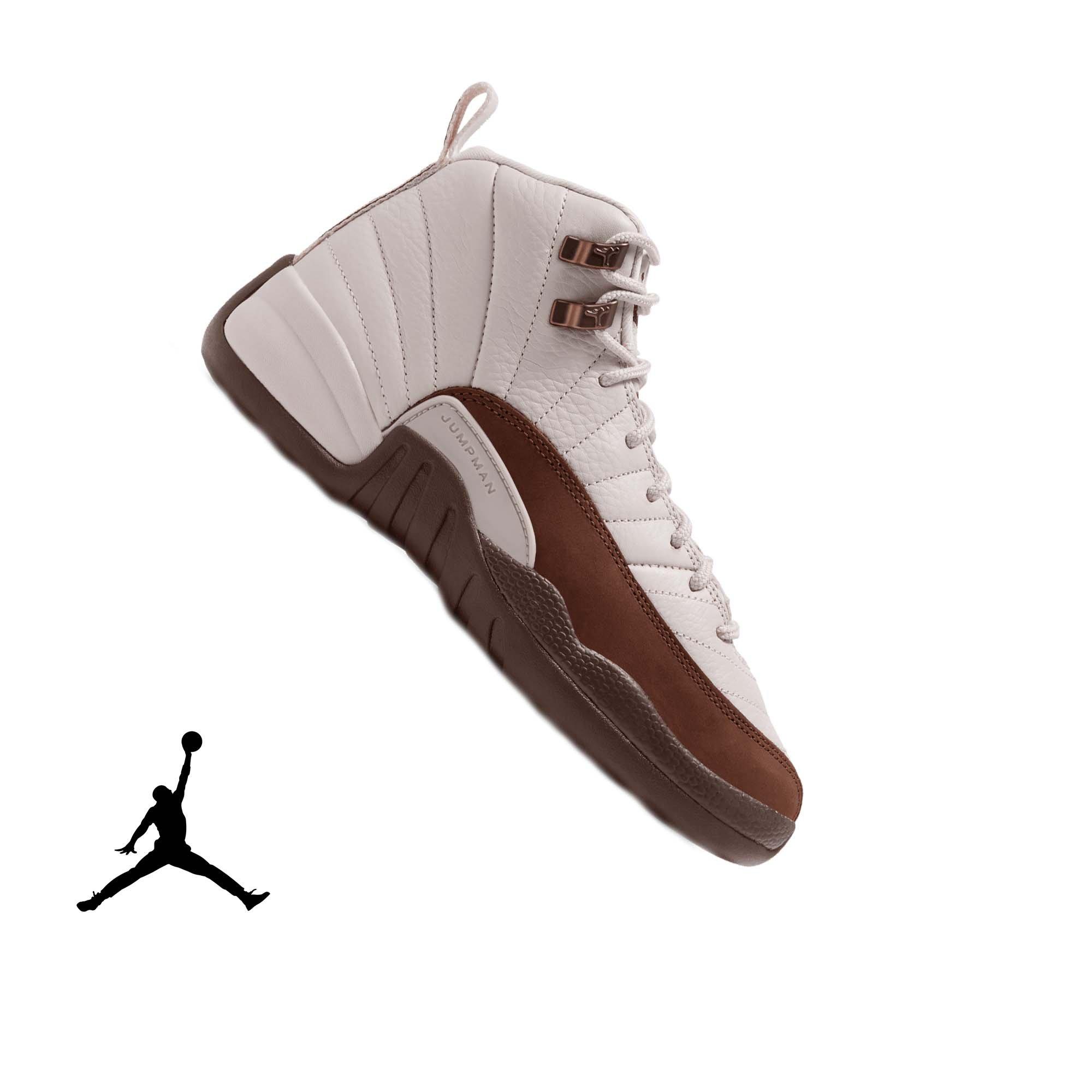 Jordan 12 Retro "Fireside" Grade School Kids' Shoe - LT OREWOOD BRN/CACAO WOW