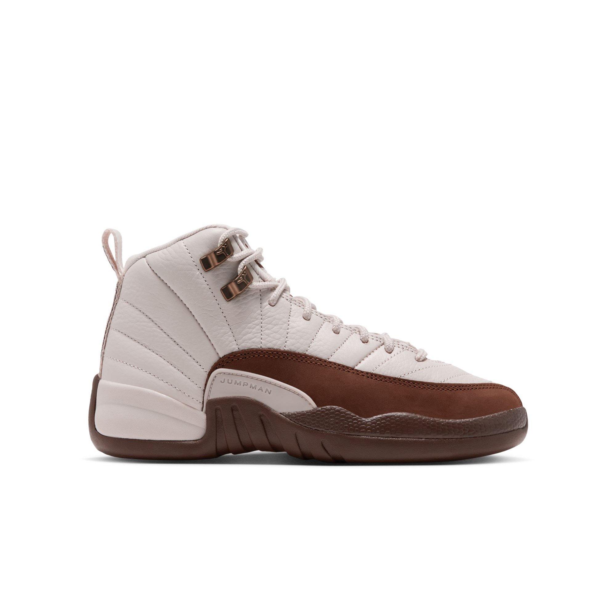 Jordan 12 Retro "Fireside" Grade School Kids' Shoe - LT OREWOOD BRN/CACAO WOW