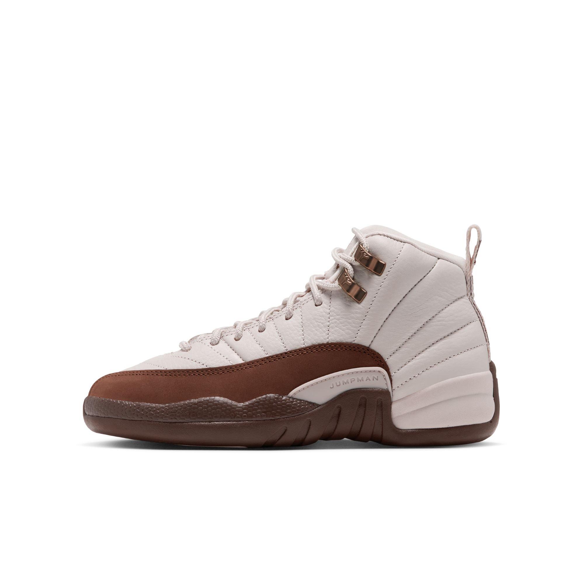 Jordan 12 Retro "Fireside" Grade School Kids' Shoe - LT OREWOOD BRN/CACAO WOW