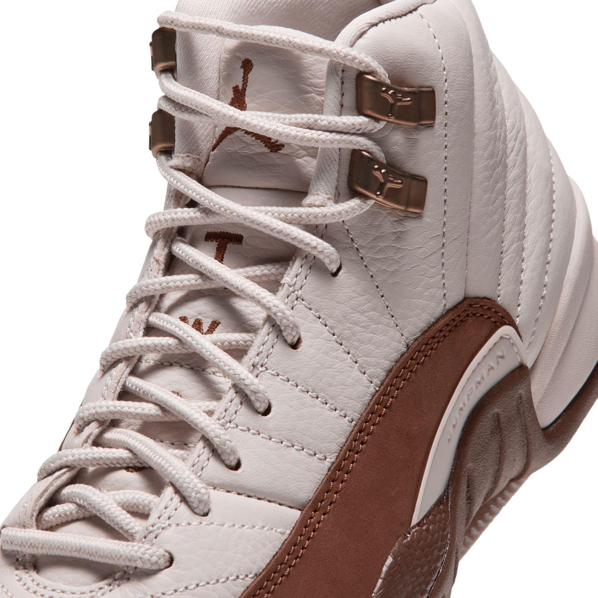 Jordan 12 Retro "Fireside" Grade School Kids' Shoe - LT OREWOOD BRN/CACAO WOW
