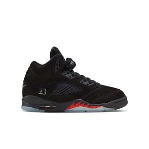 Jordan 5 Retro "Halloween" Grade School Kids' Shoe - BLACK/PICANTE RED/GLOW N THE DARK