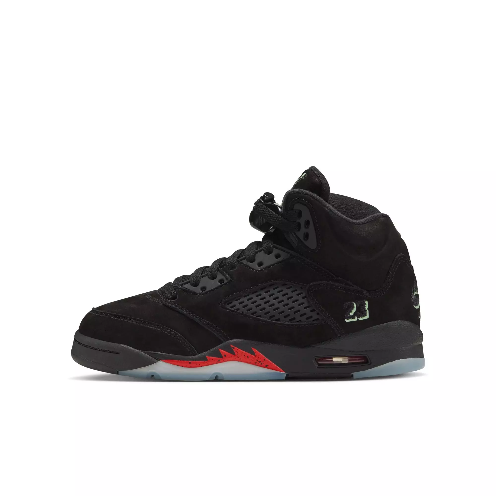 Jordan 5 Retro "Halloween" Grade School Kids' Shoe - BLACK/PICANTE RED/GLOW N THE DARK