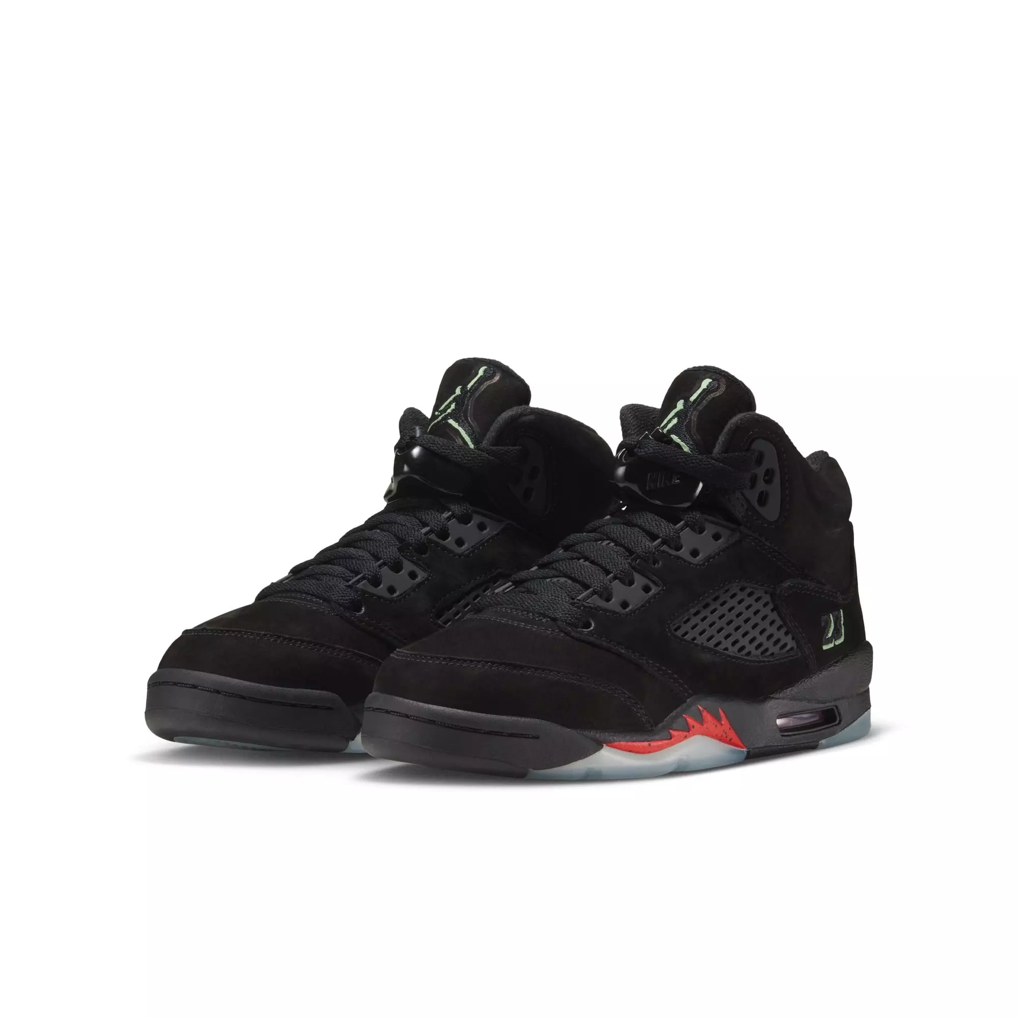 Jordan 5 Retro "Halloween" Grade School Kids' Shoe - BLACK/PICANTE RED/GLOW N THE DARK