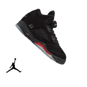 Jordan 5 Retro "Halloween" Grade School Kids' Shoe - BLACK/PICANTE RED/GLOW N THE DARK