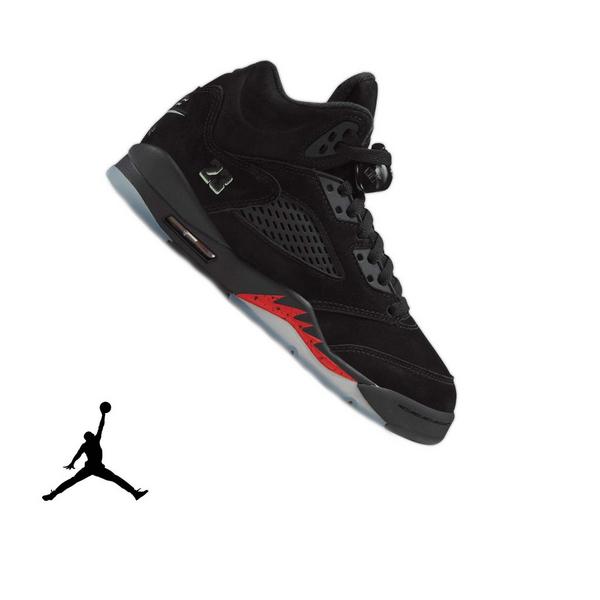 Jordan 5 Retro "Halloween" Grade School Kids' Shoe - BLACK/PICANTE RED/GLOW N THE DARK