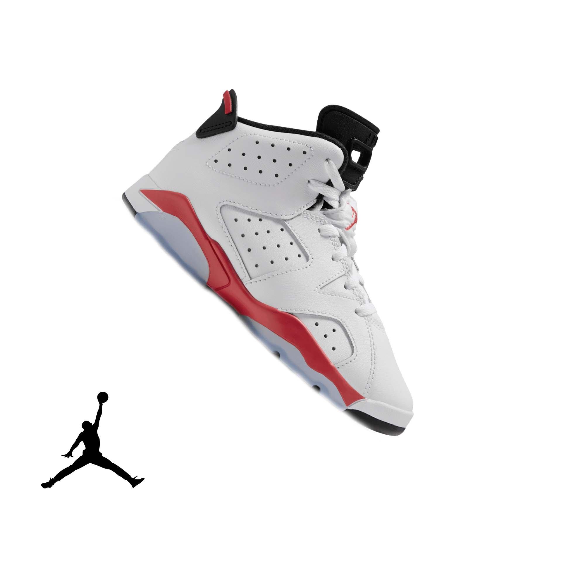Jordan 6 Retro "White Infrared" Preschool Kids' Shoe - WHITE/LT CRIMSON/BLACK