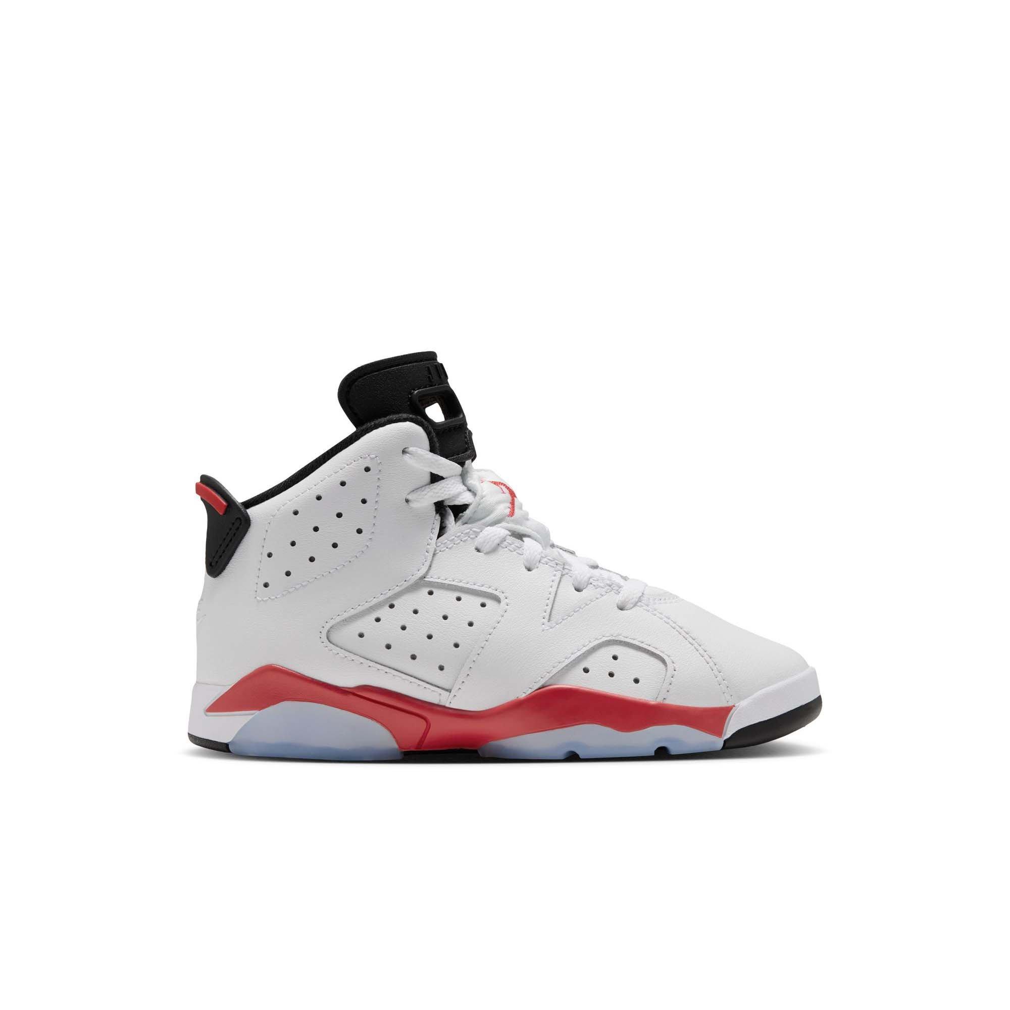 Jordan 6 Retro "White Infrared" Preschool Kids' Shoe - WHITE/LT CRIMSON/BLACK