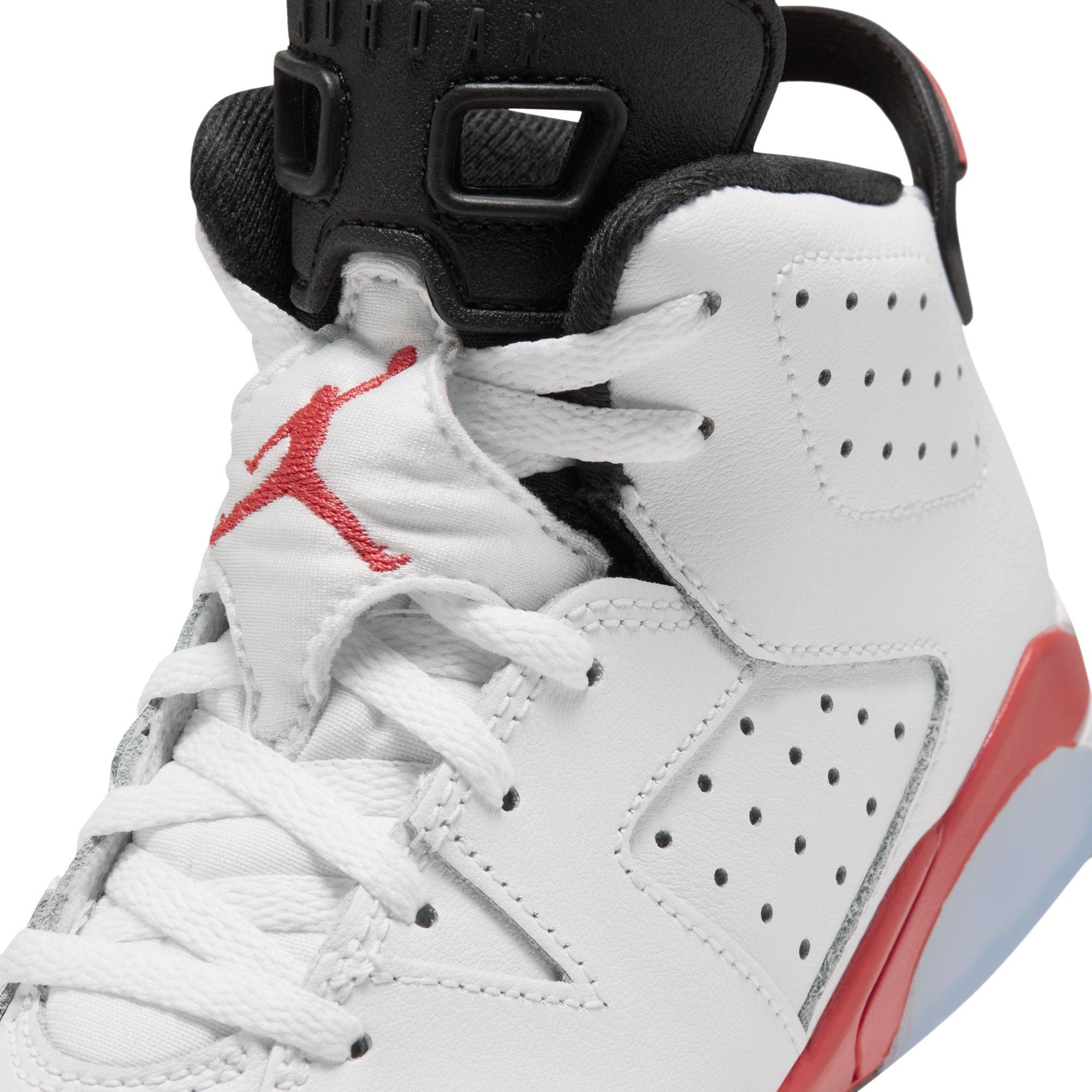 Jordan 6 Retro "White Infrared" Preschool Kids' Shoe - WHITE/LT CRIMSON/BLACK