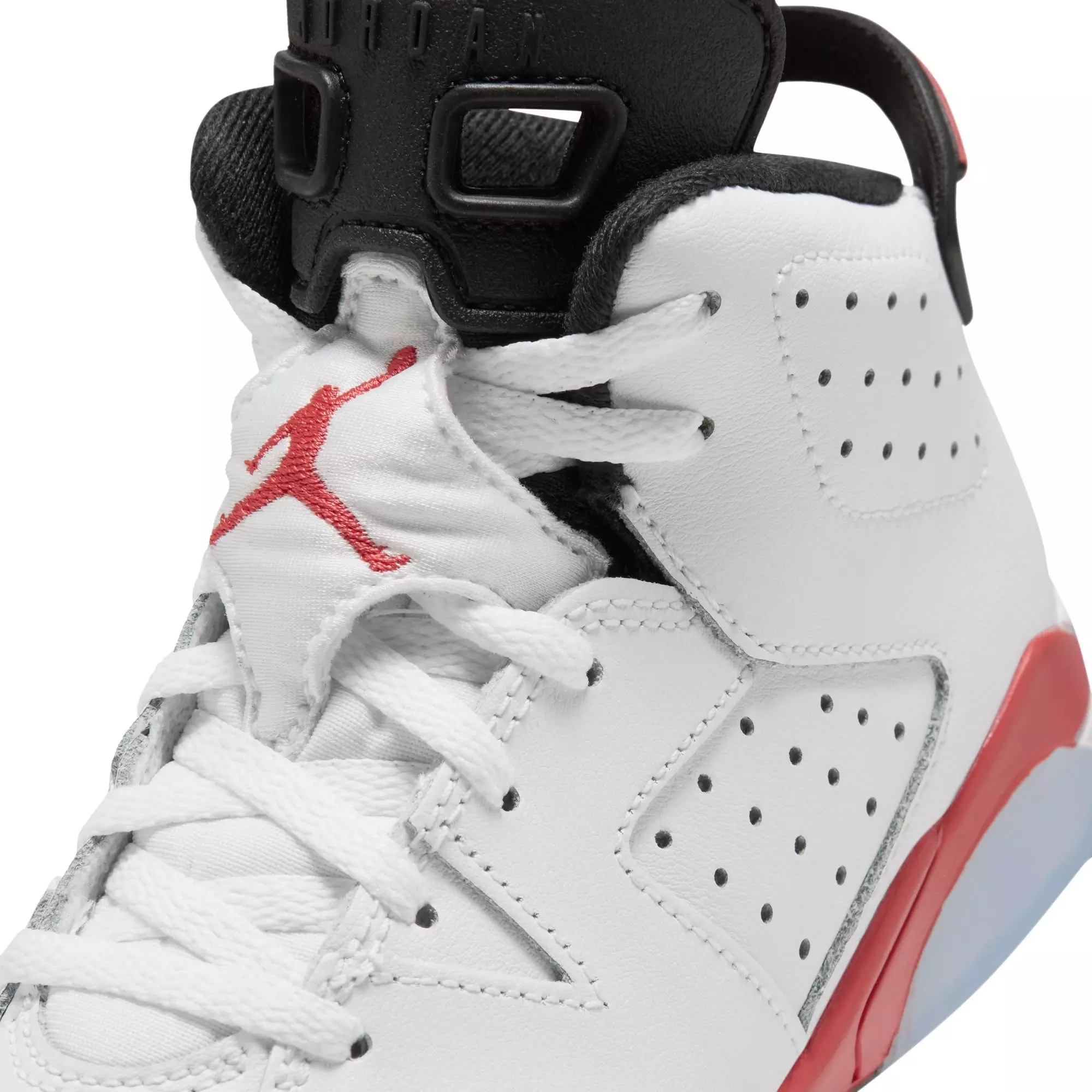 Jordan 6 Retro "White Infrared" Preschool Kids' Shoe - WHITE/LT CRIMSON/BLACK