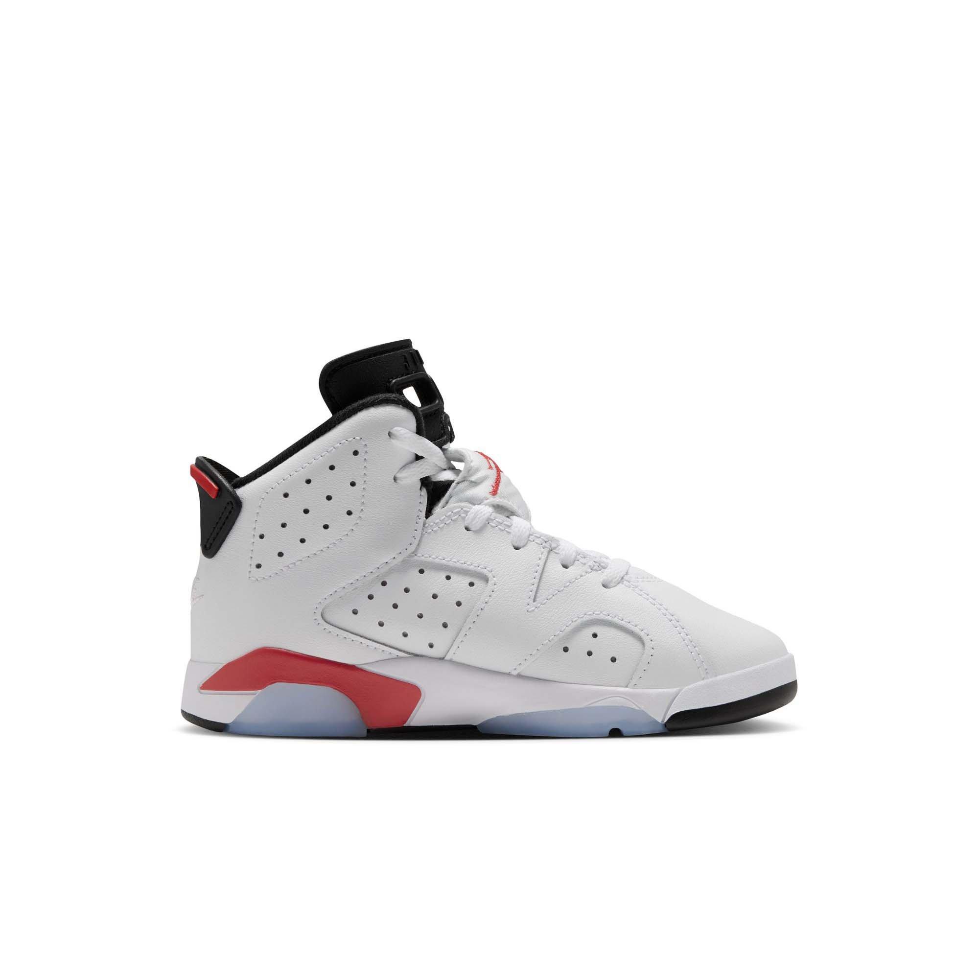 Jordan 6 Retro "White Infrared" Preschool Kids' Shoe - WHITE/LT CRIMSON/BLACK