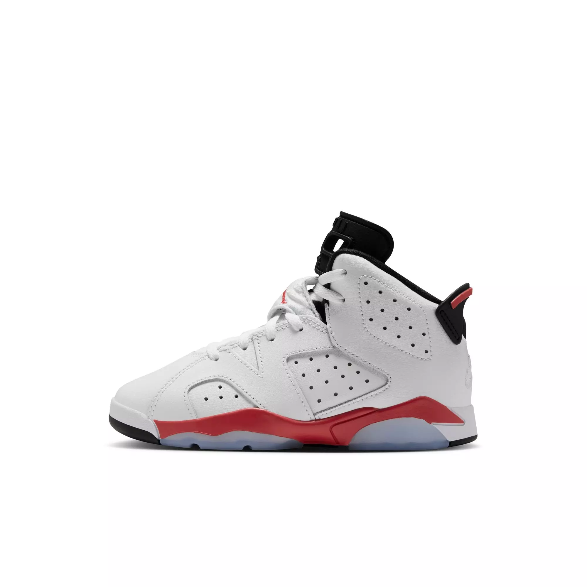 Jordan 6 Retro "White Infrared" Preschool Kids' Shoe - WHITE/LT CRIMSON/BLACK