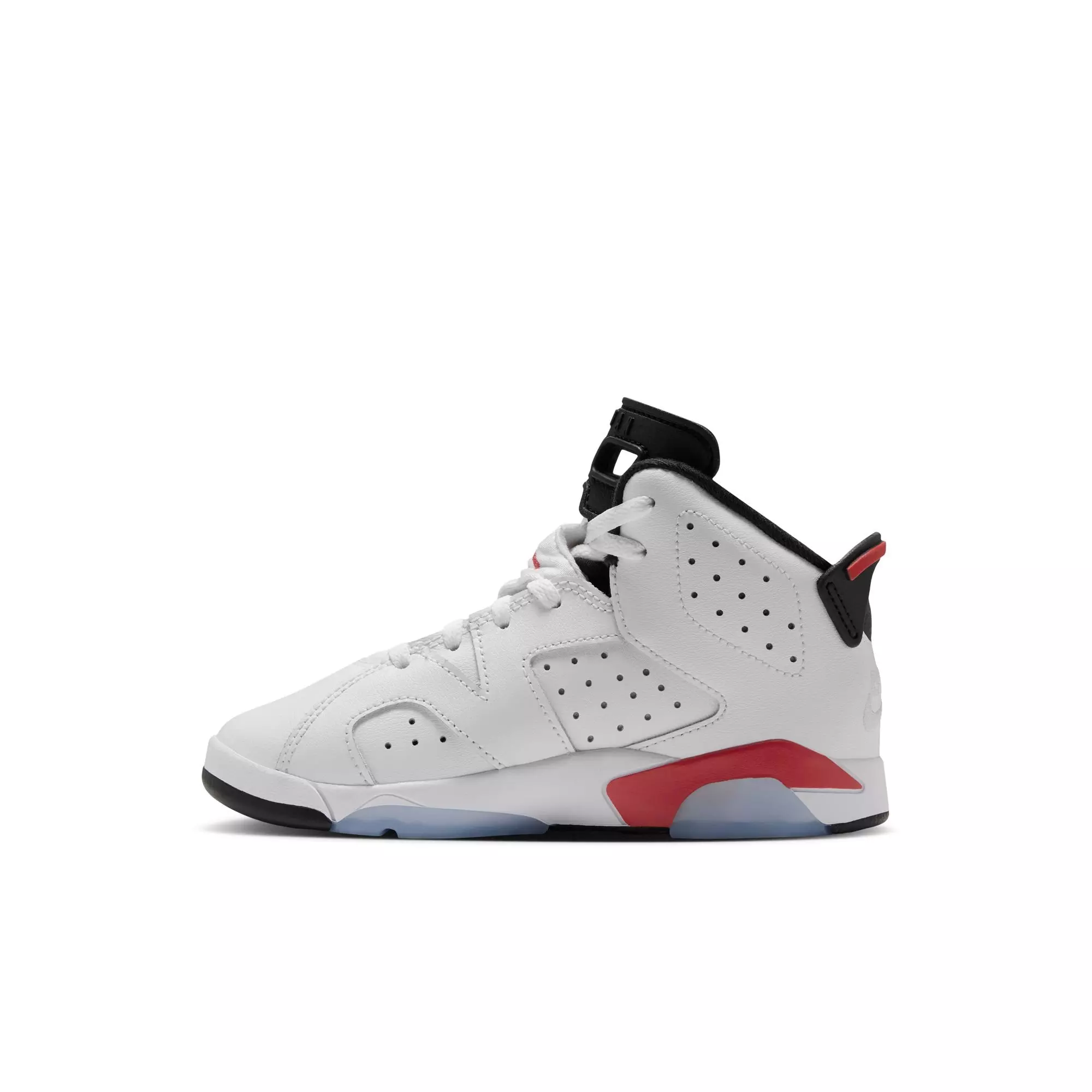 Jordan 6 Retro "White Infrared" Preschool Kids' Shoe - WHITE/LT CRIMSON/BLACK